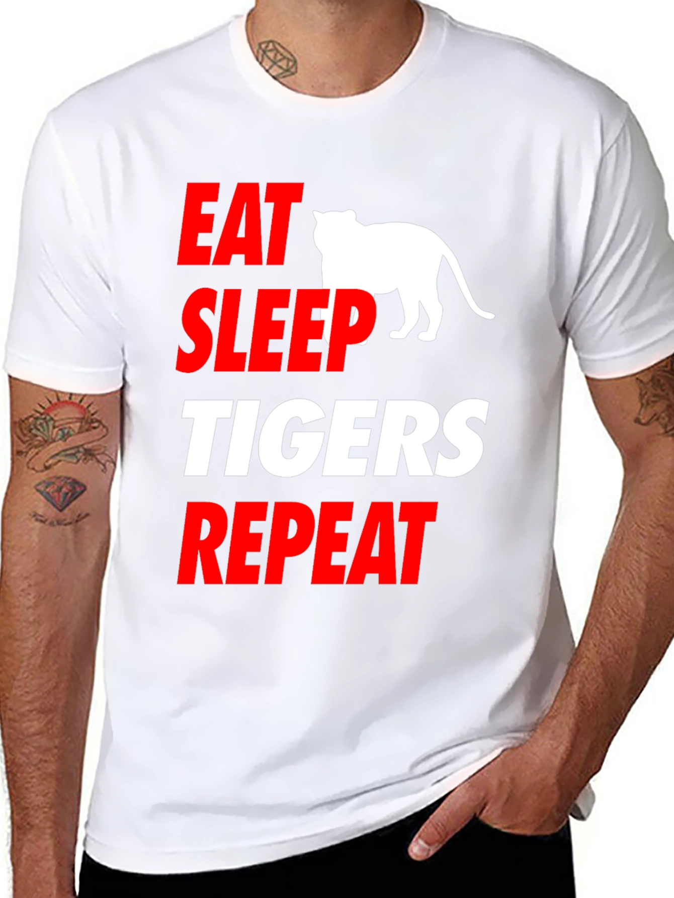 Eat Sleep Tigers Repeat Black T-Shirt