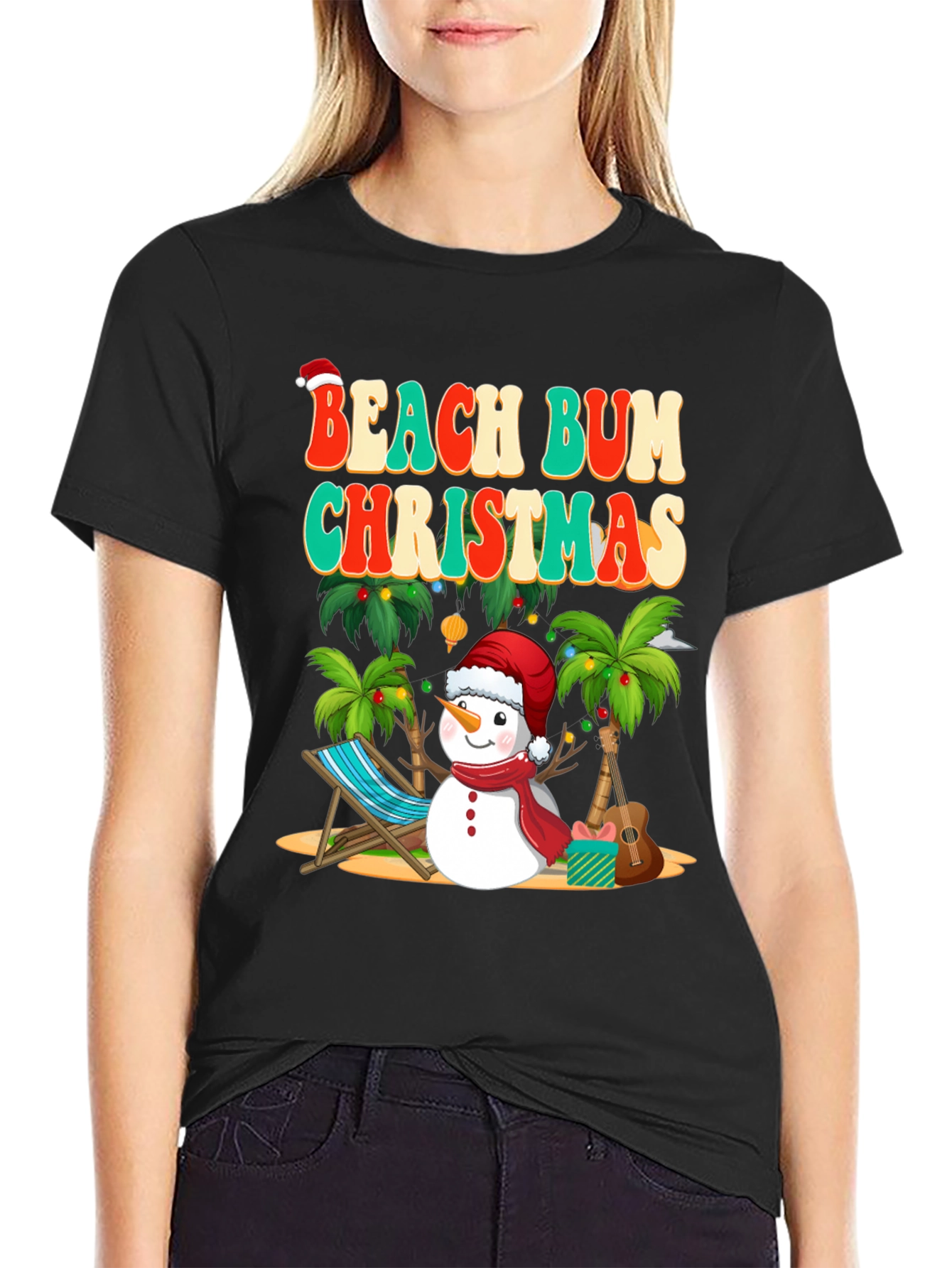 Beach Bum Christmas T-Shirt Holiday Graphic Tee