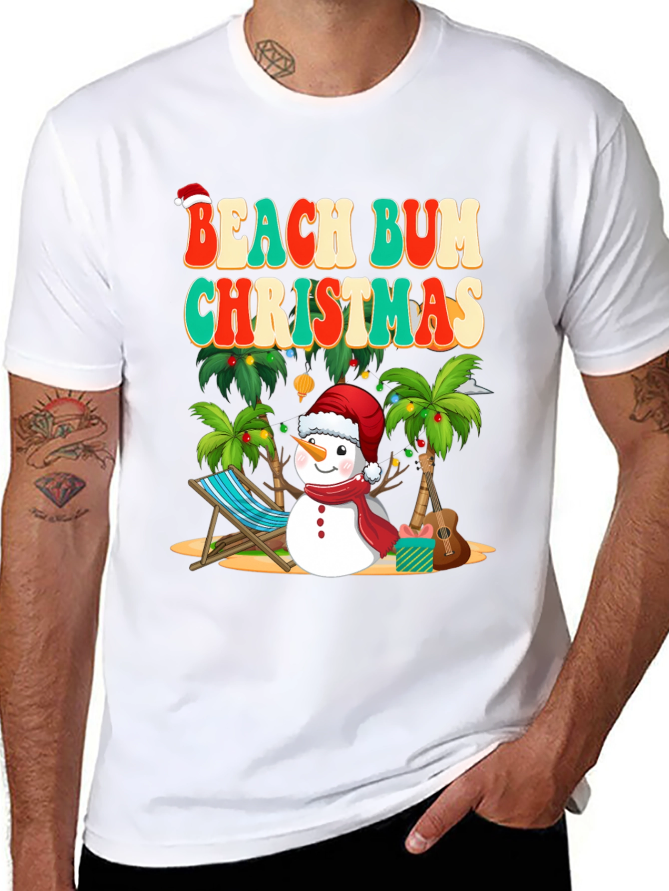 Beach Bum Christmas T-Shirt Holiday Graphic Tee