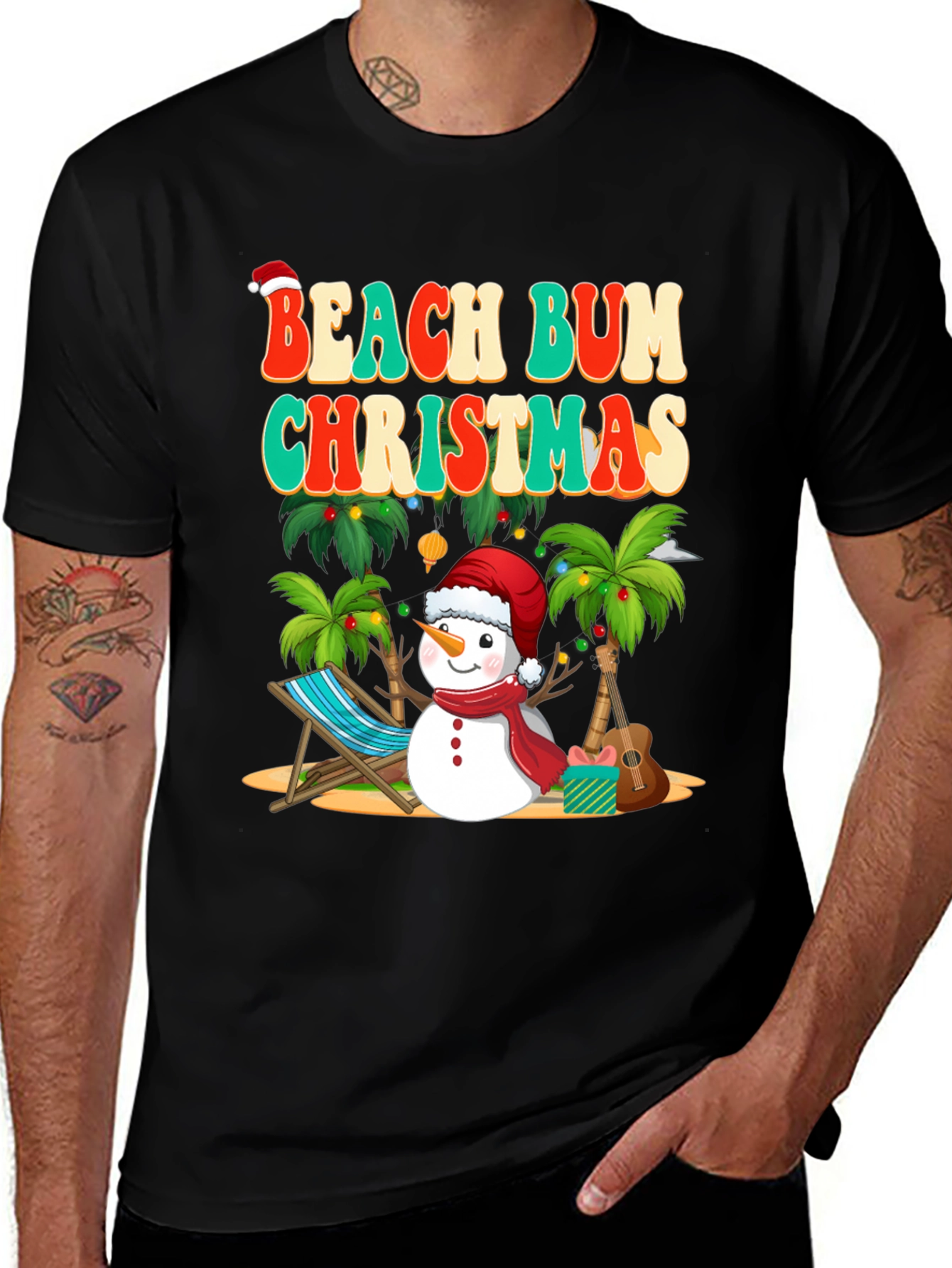 Beach Bum Christmas T-Shirt Holiday Graphic Tee
