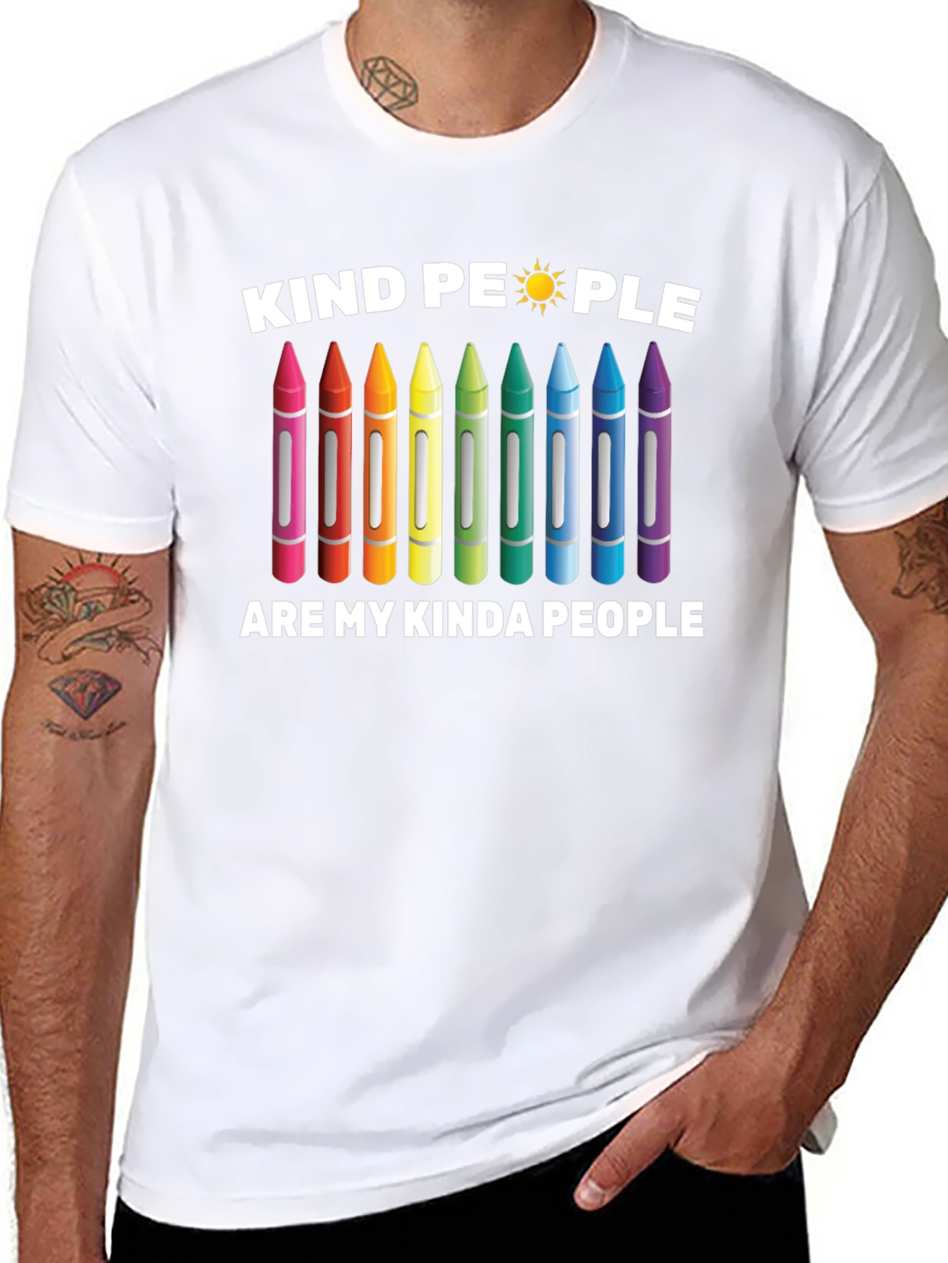 Kind People Crayon Graphic T-Shirt