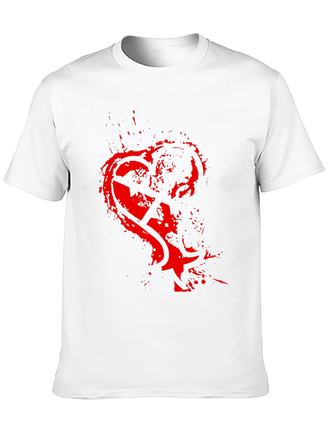 Edgy Red Heart Graphic Black T-Shirt