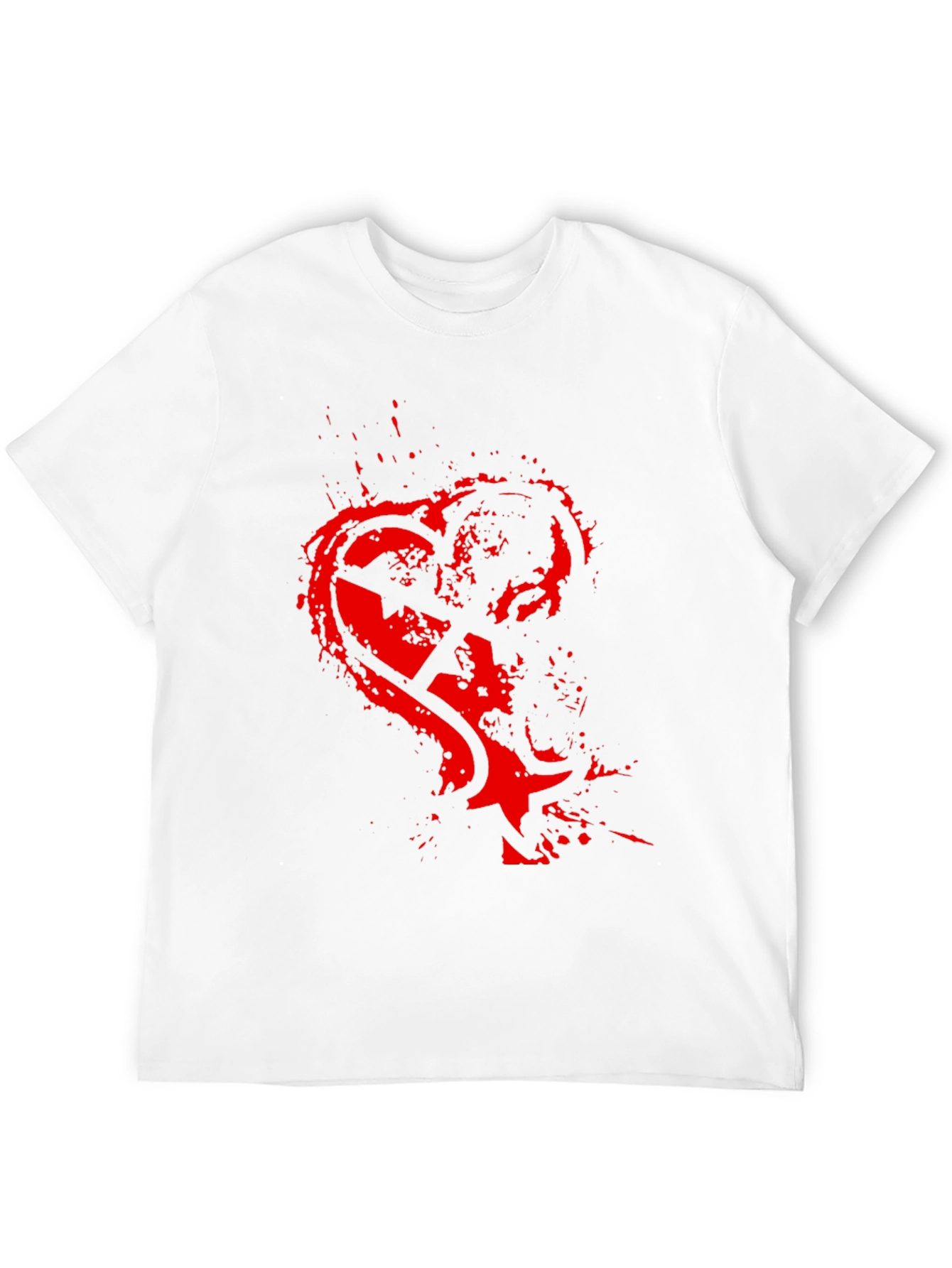 Edgy Red Heart Graphic Black T-Shirt