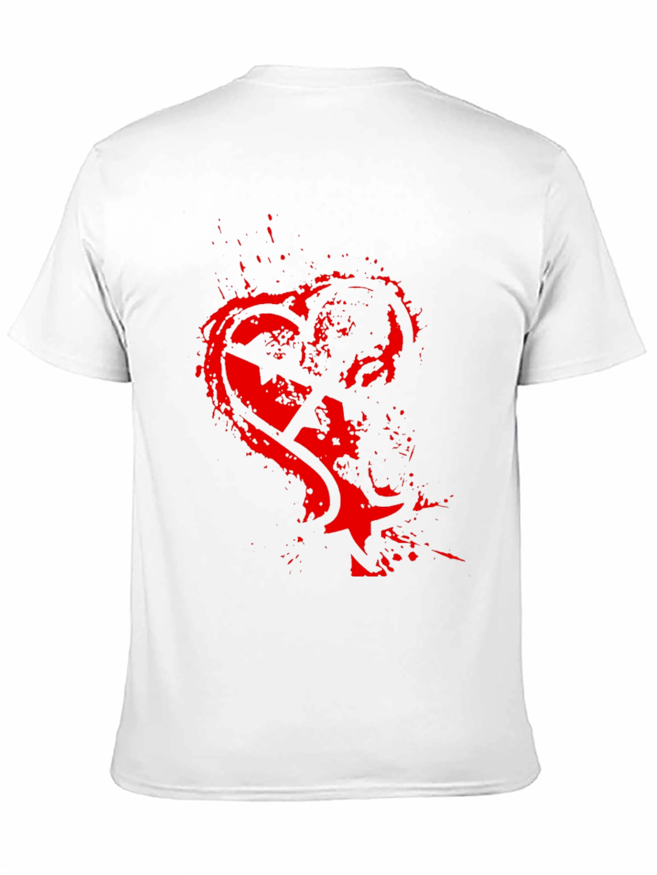 Edgy Red Heart Graphic Black T-Shirt