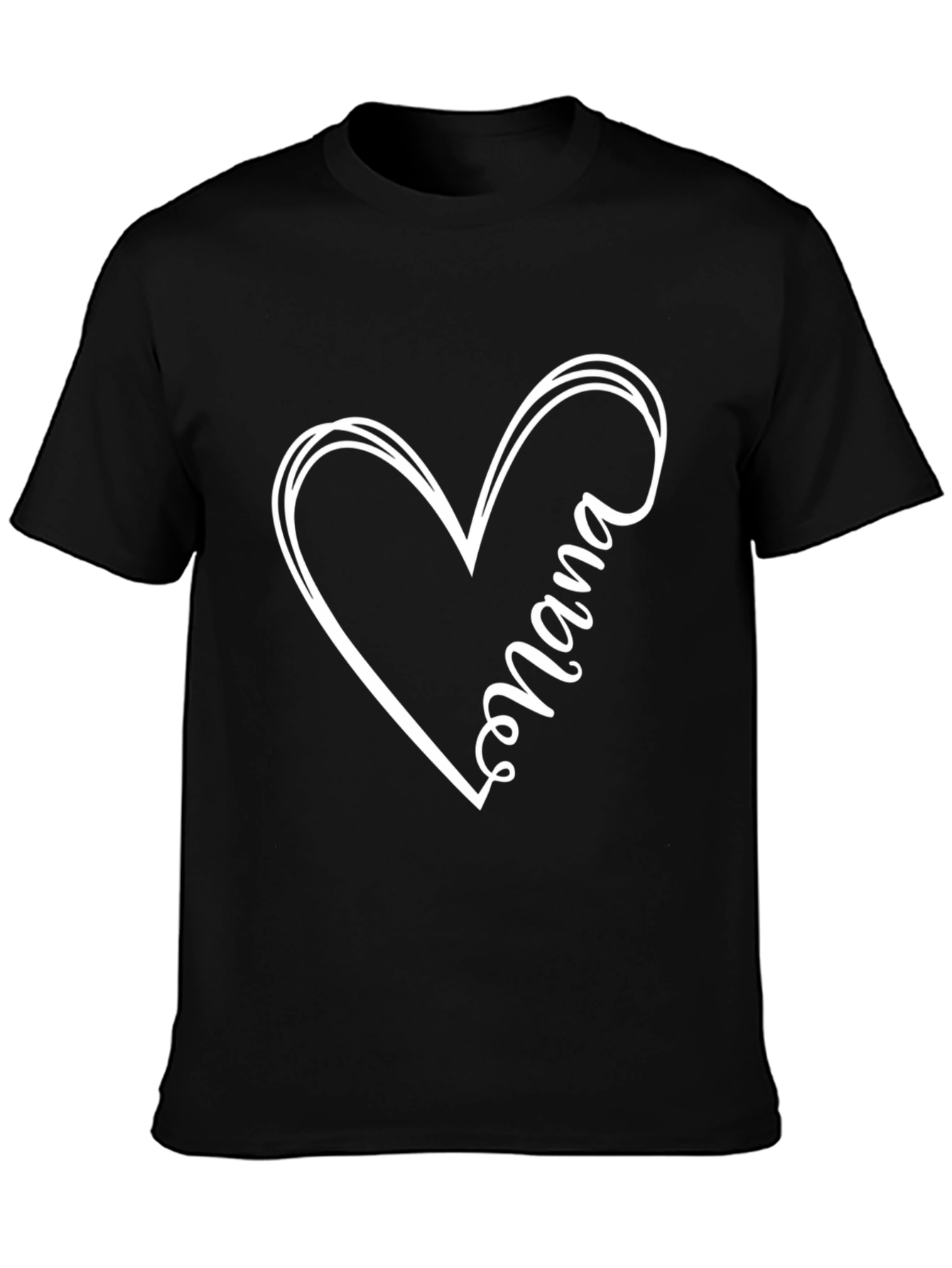 Nana Heart Graphic Tee - Black Cotton Blend