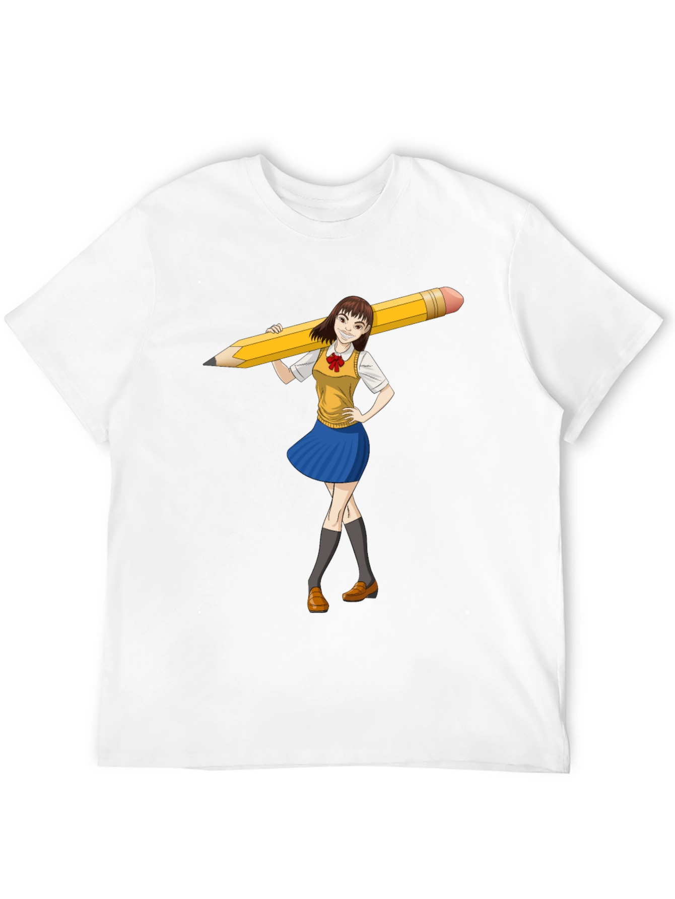 Anime Girl Pencil Tee - Unique Graphic Novelty T-Shirt