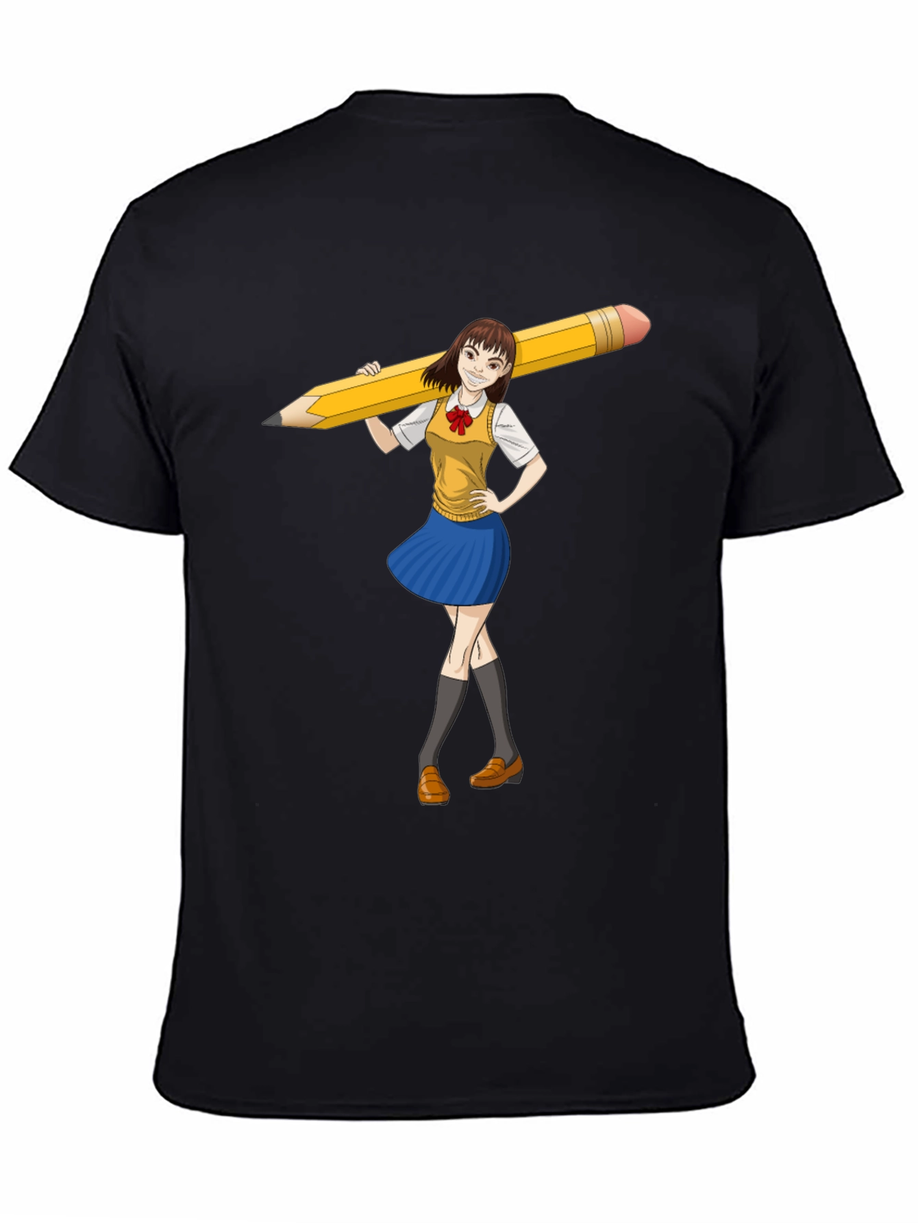 Anime Girl Pencil Tee - Unique Graphic Novelty T-Shirt