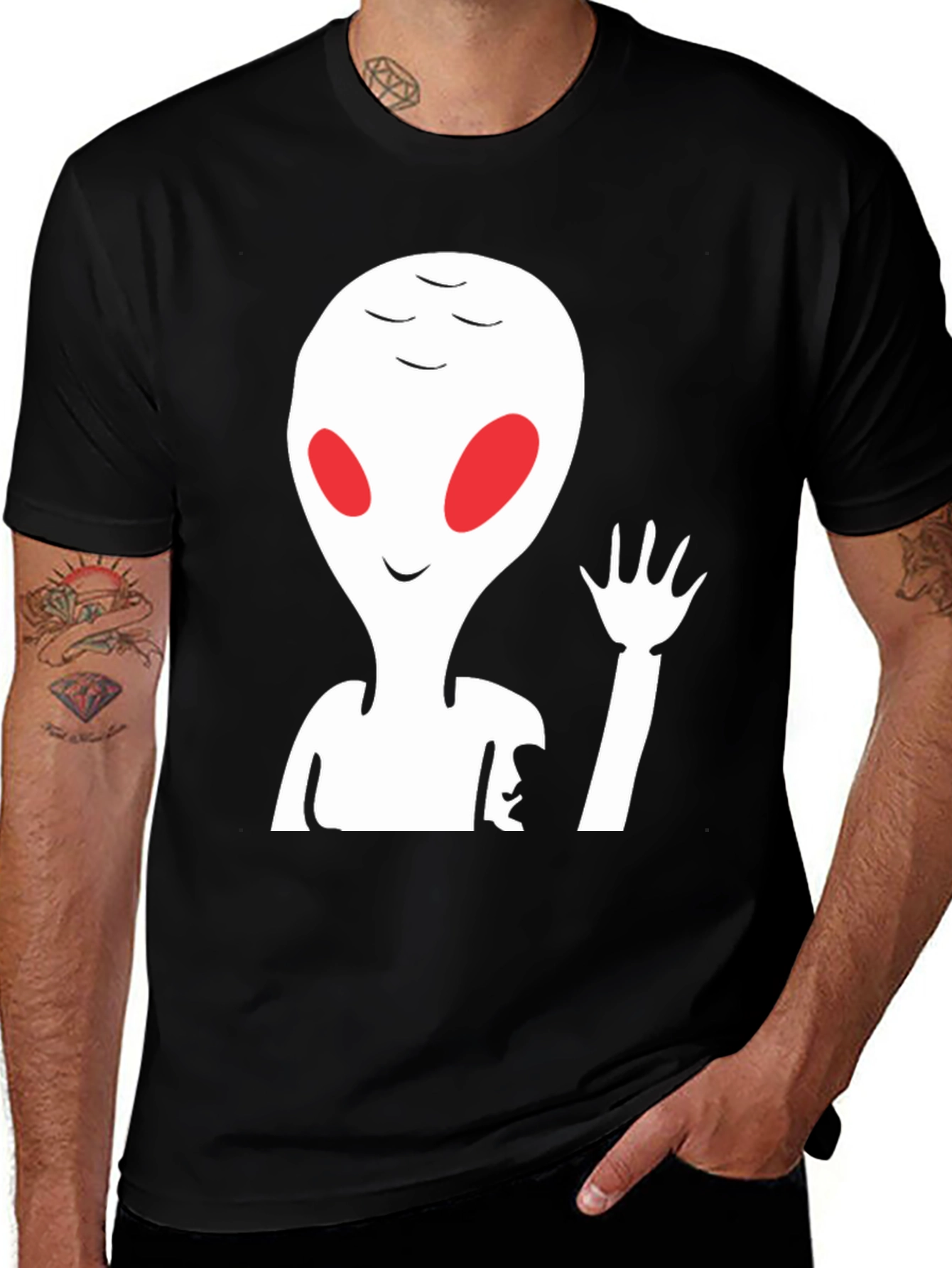 Alien Graphic Print Crew Neck Tee