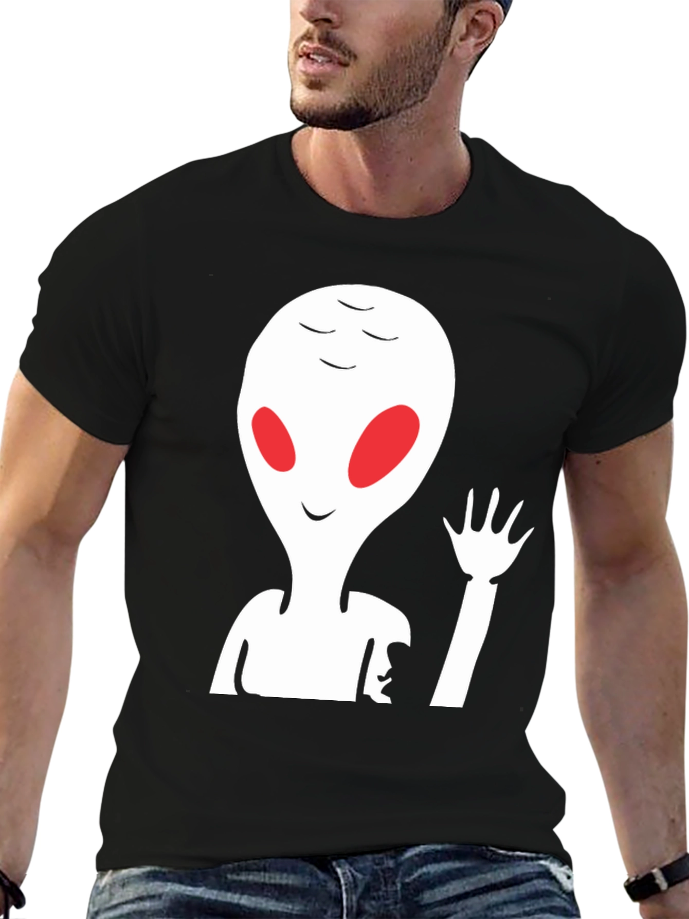 Alien Graphic Print Crew Neck Tee