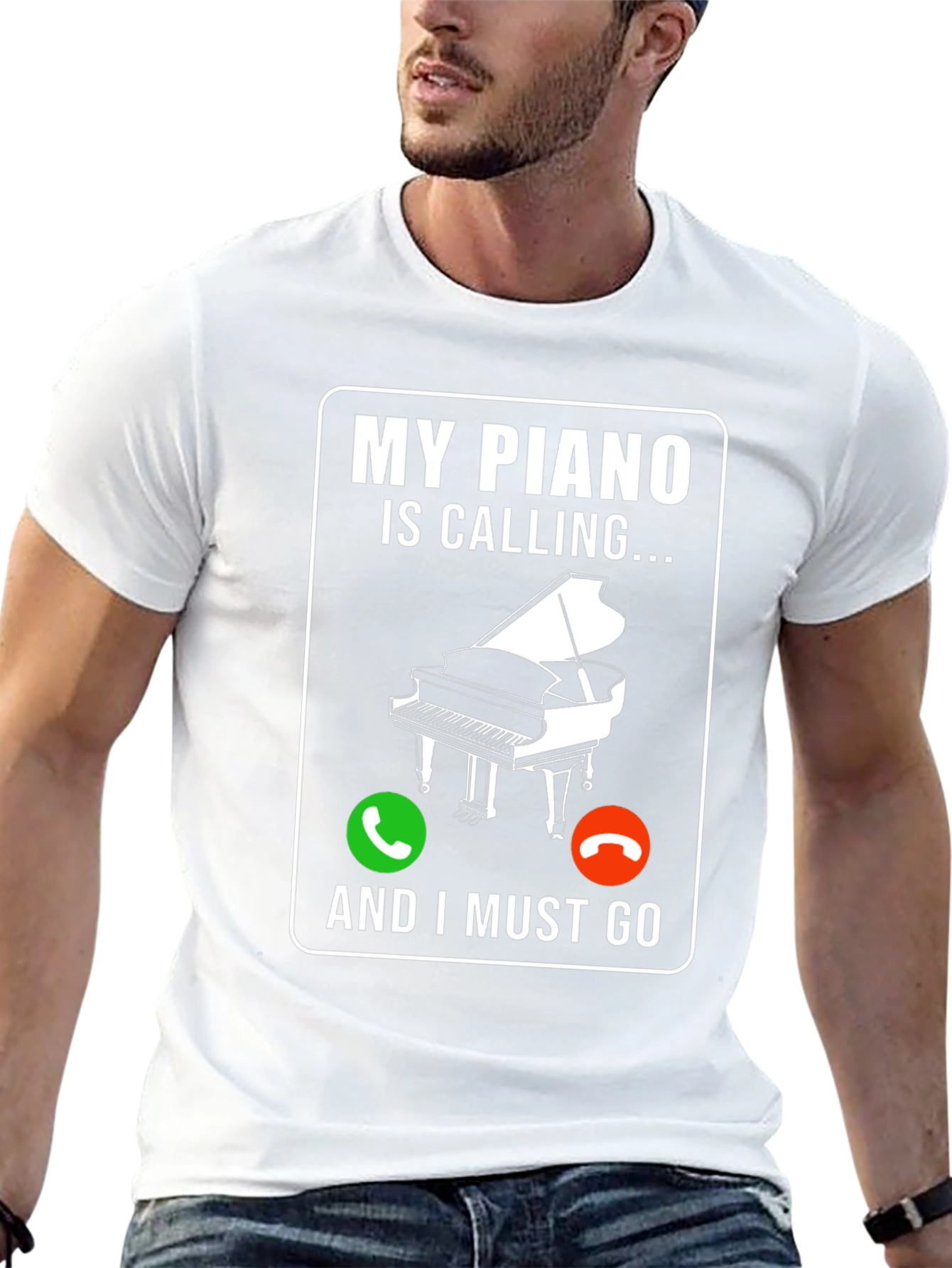 My Piano Is Calling Black Graphic T-Shirt