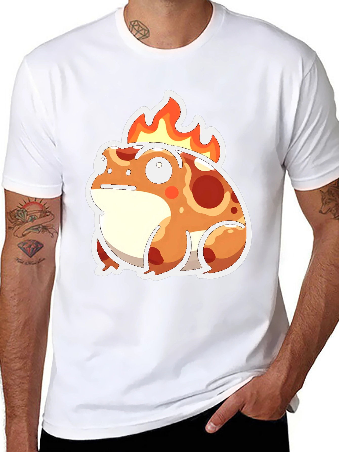 Flaming Frog Graphic Tee - Cool Cartoon T-Shirt