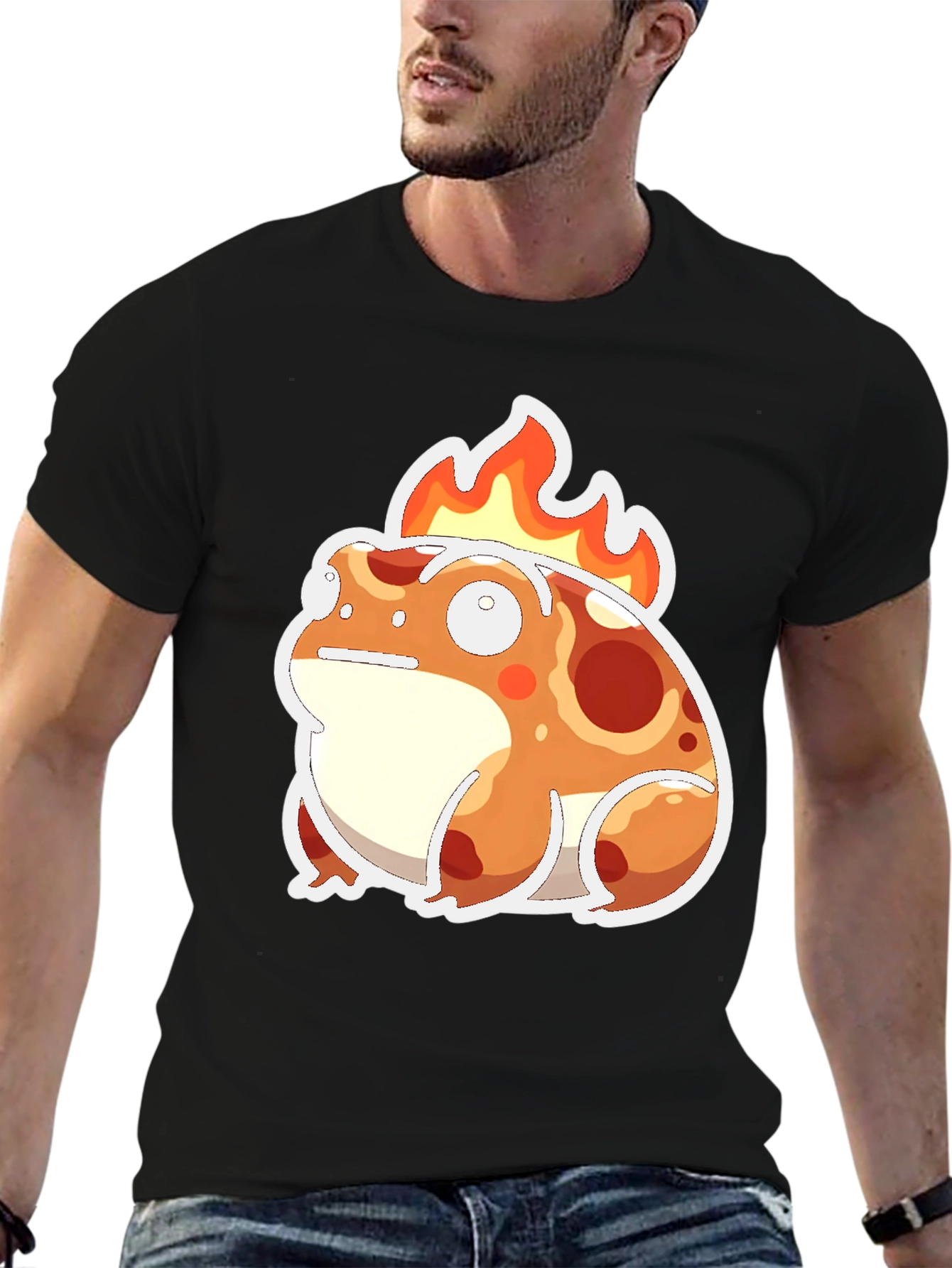 Flaming Frog Graphic Tee - Cool Cartoon T-Shirt