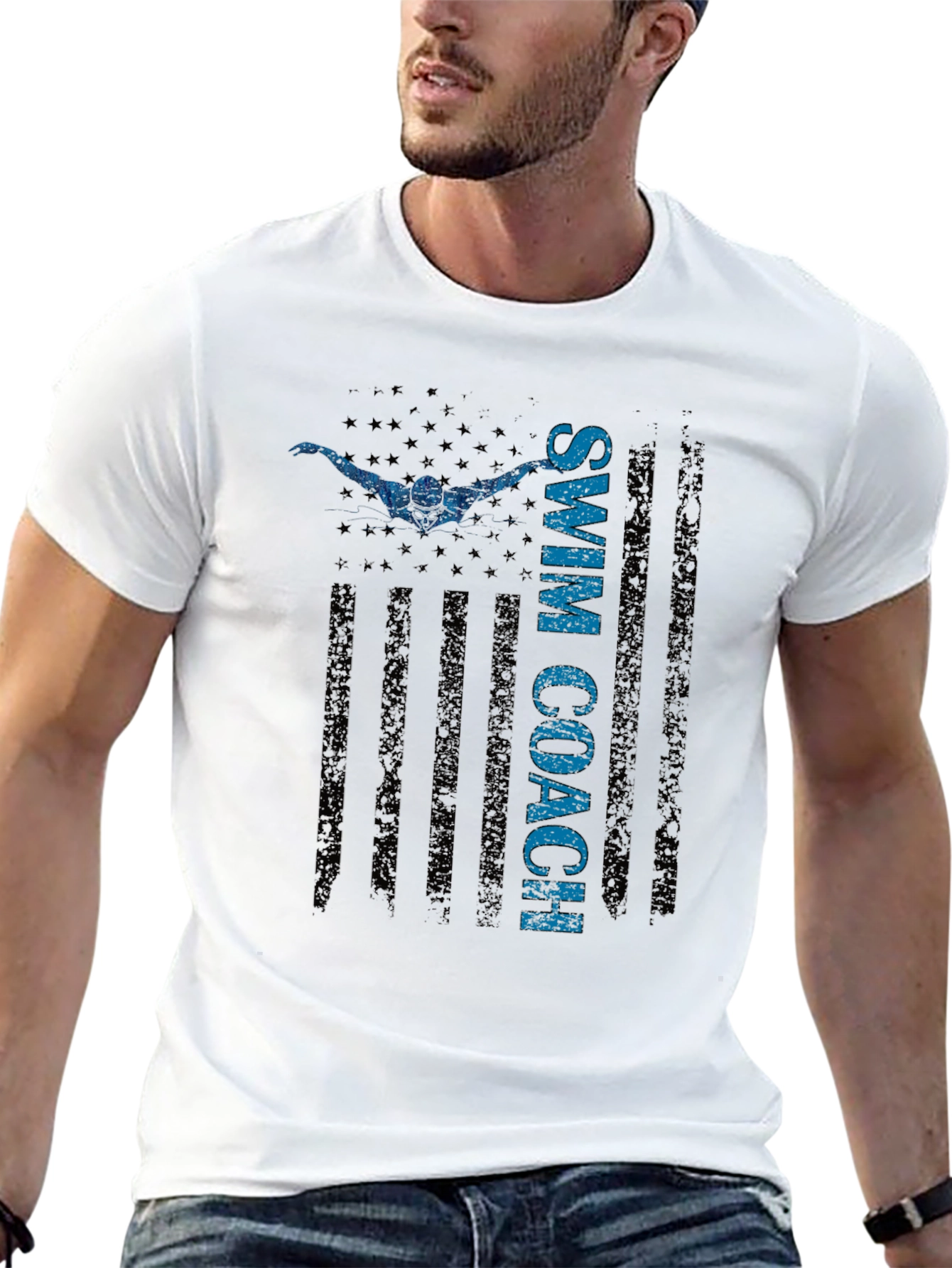 Swim Coach T-Shirt - USA Flag