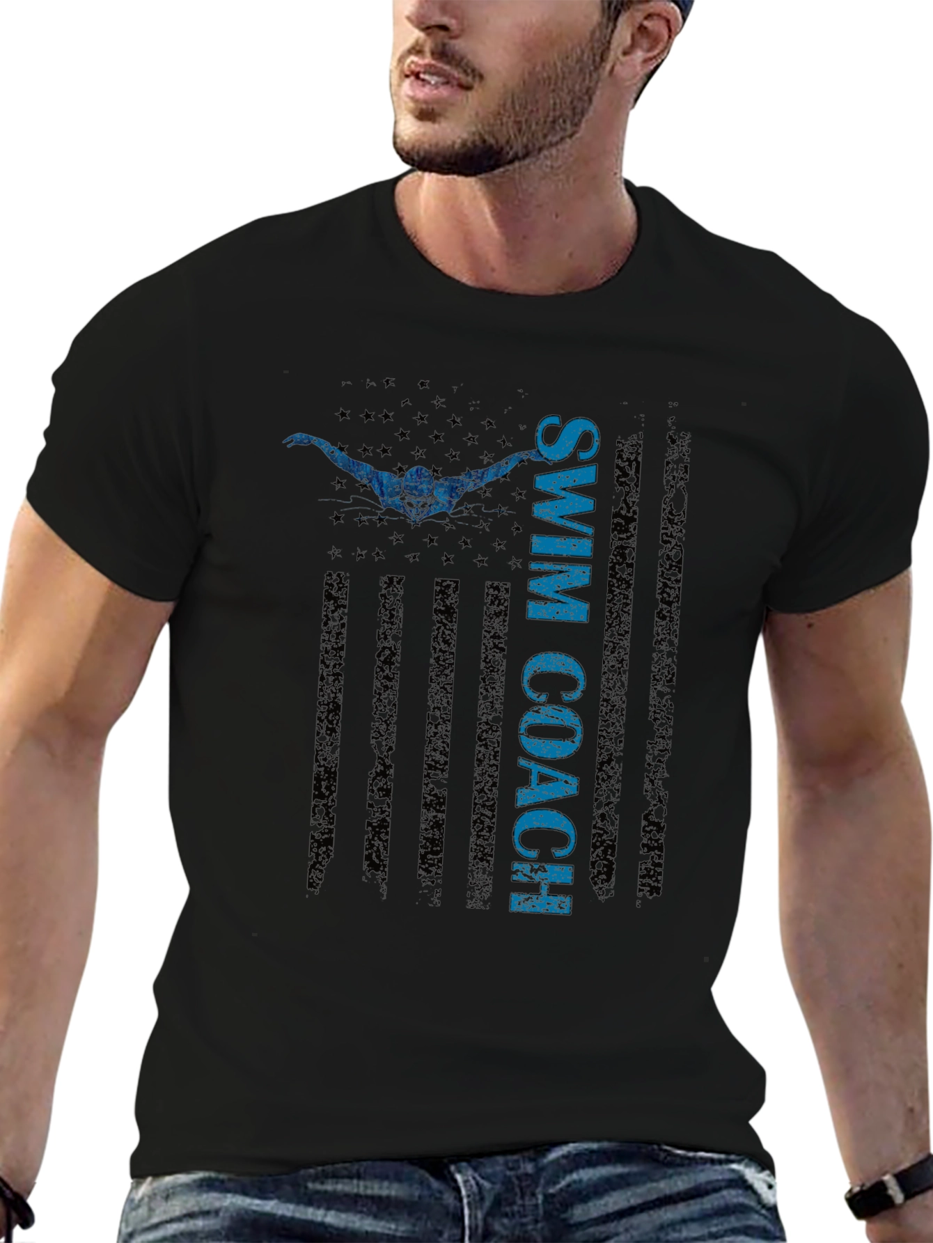 Swim Coach T-Shirt - USA Flag