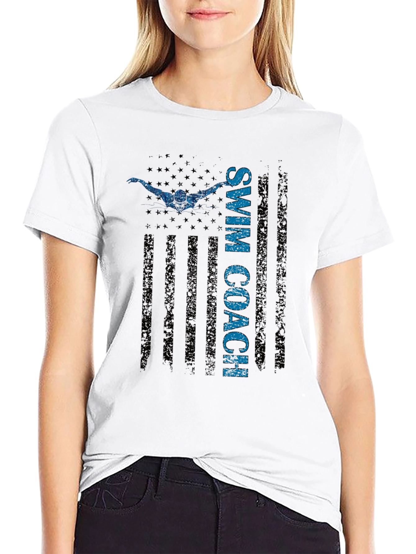 Swim Coach T-Shirt - USA Flag