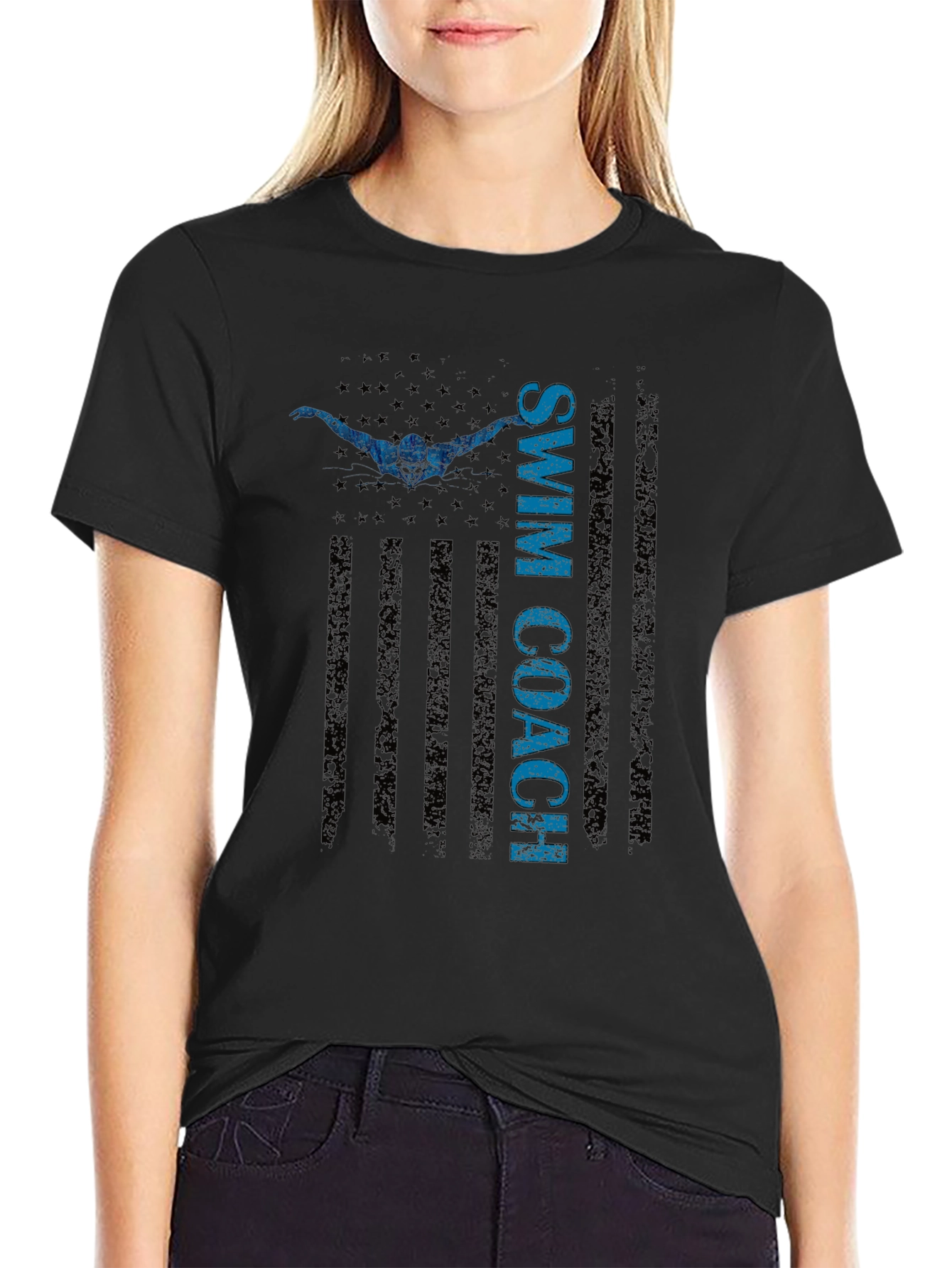 Swim Coach T-Shirt - USA Flag
