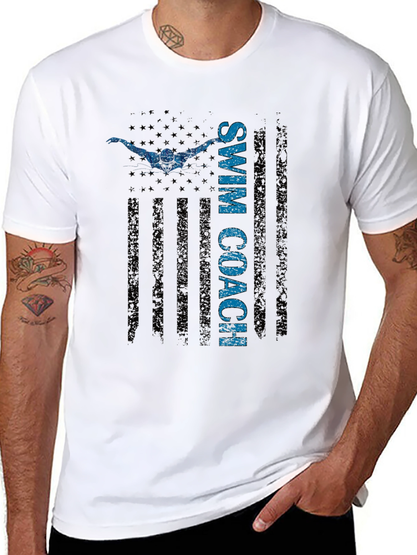 Swim Coach T-Shirt - USA Flag