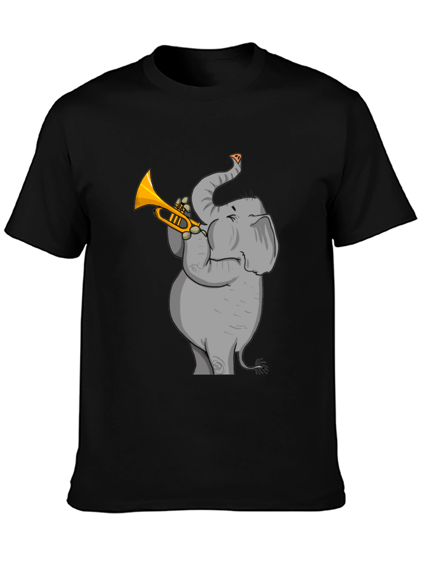 Trumpet Elephant Graphic Tee - Stylish Black T-Shirt
