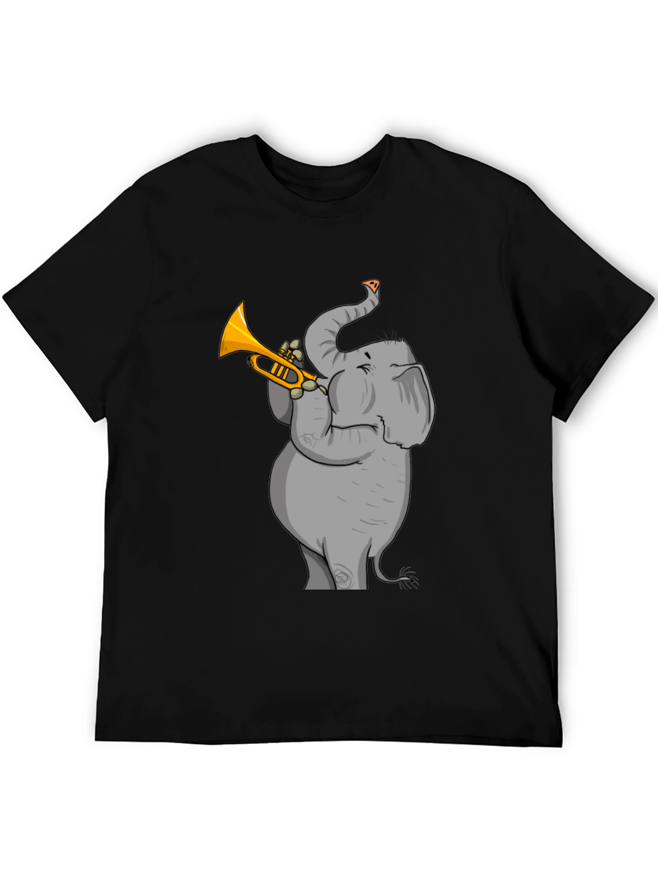 Trumpet Elephant Graphic Tee - Stylish Black T-Shirt
