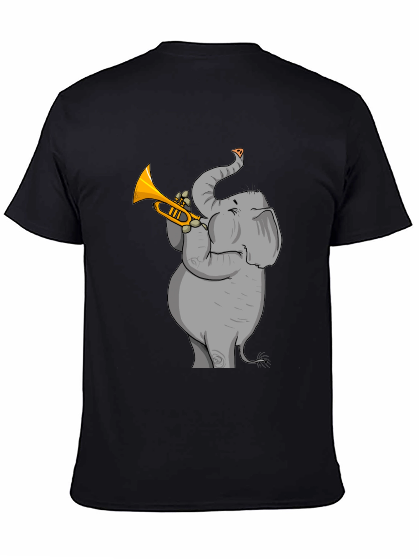 Trumpet Elephant Graphic Tee - Stylish Black T-Shirt
