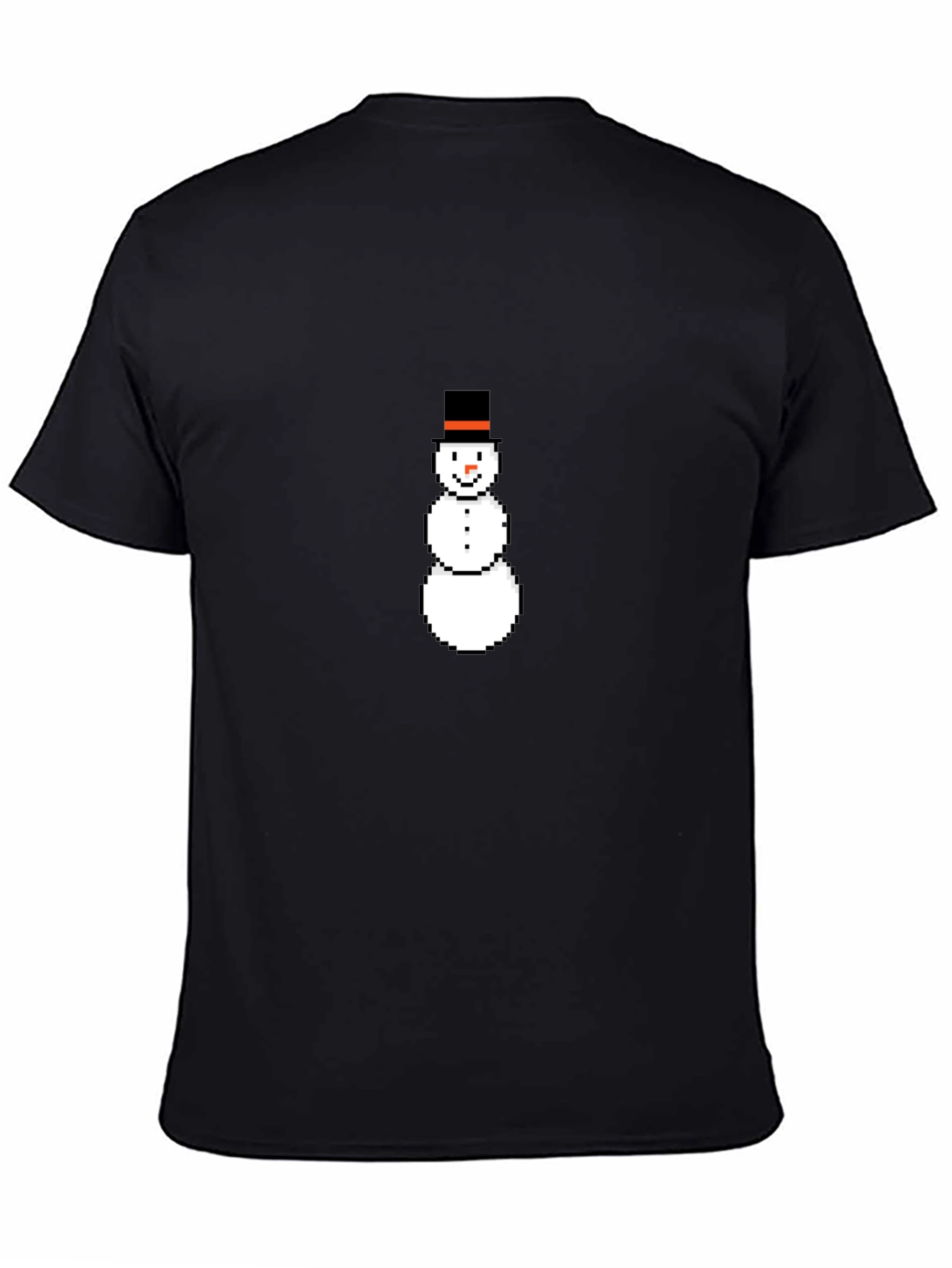 Pixel Snowman Black T-Shirt