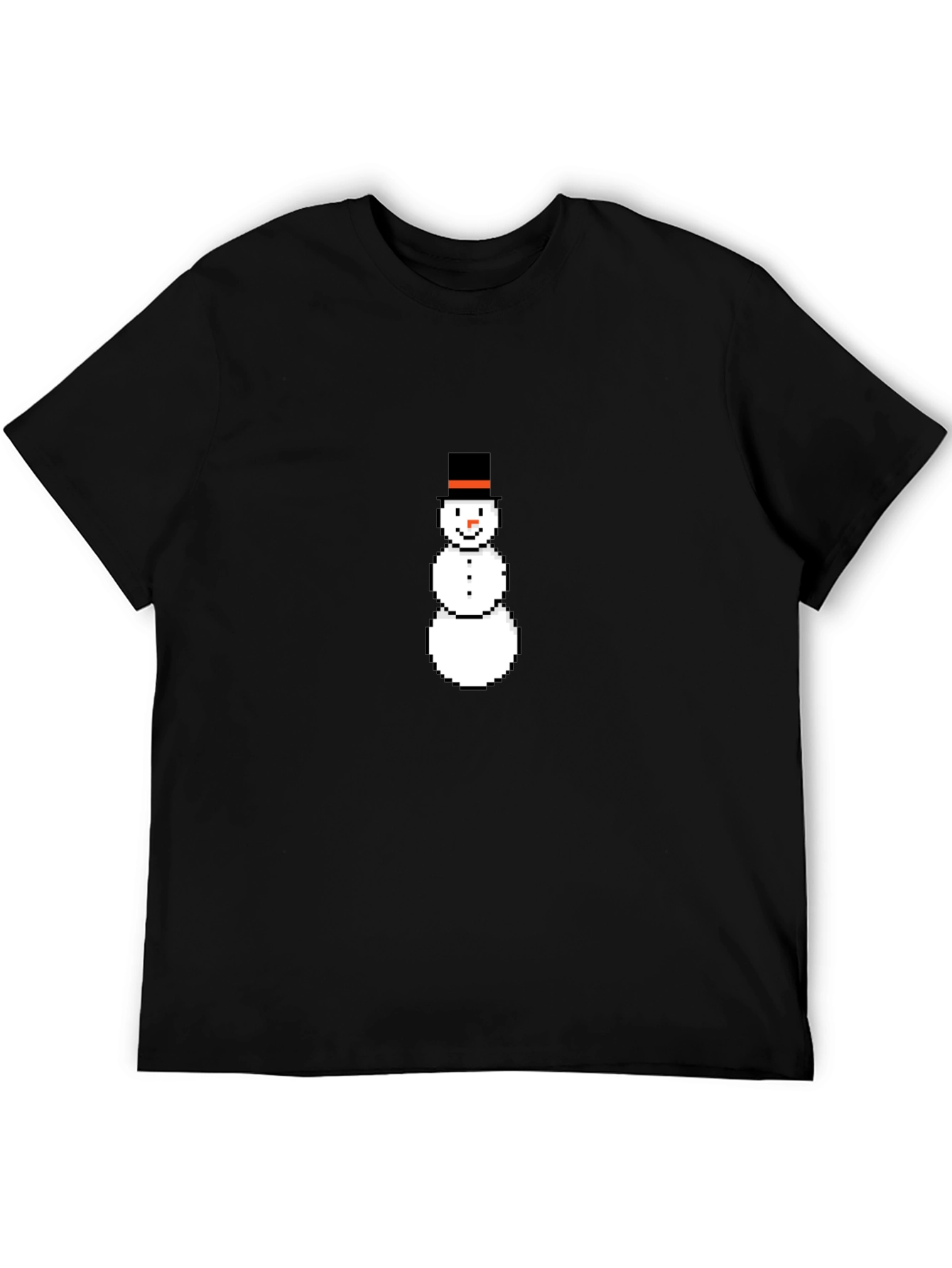 Pixel Snowman Black T-Shirt