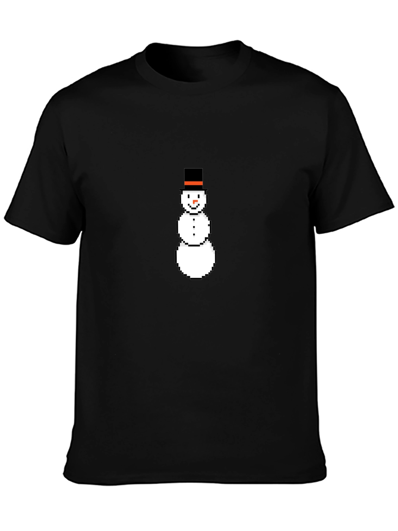 Pixel Snowman Black T-Shirt