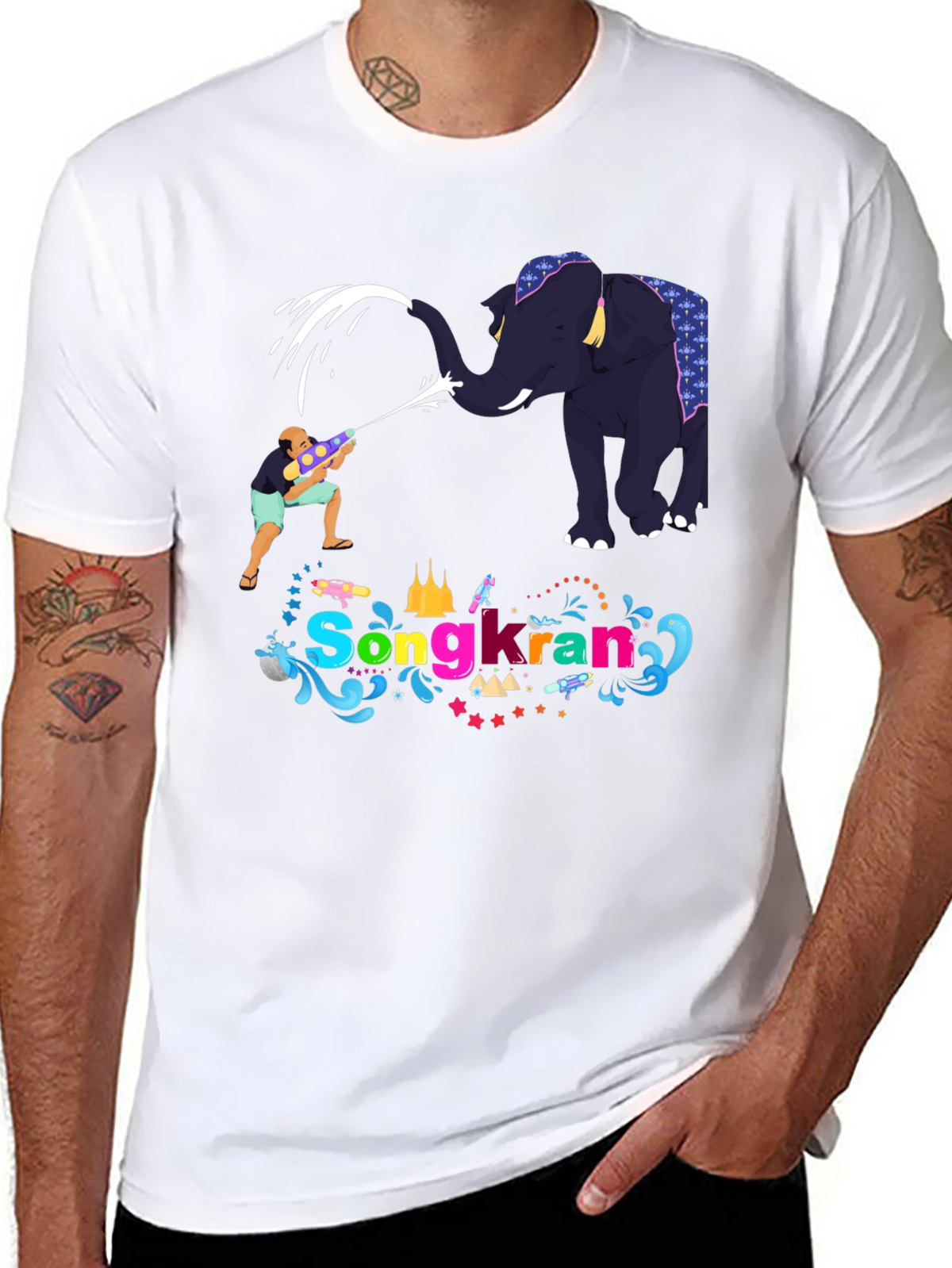 Songkran Festival T-Shirt - Elephant Water Fight