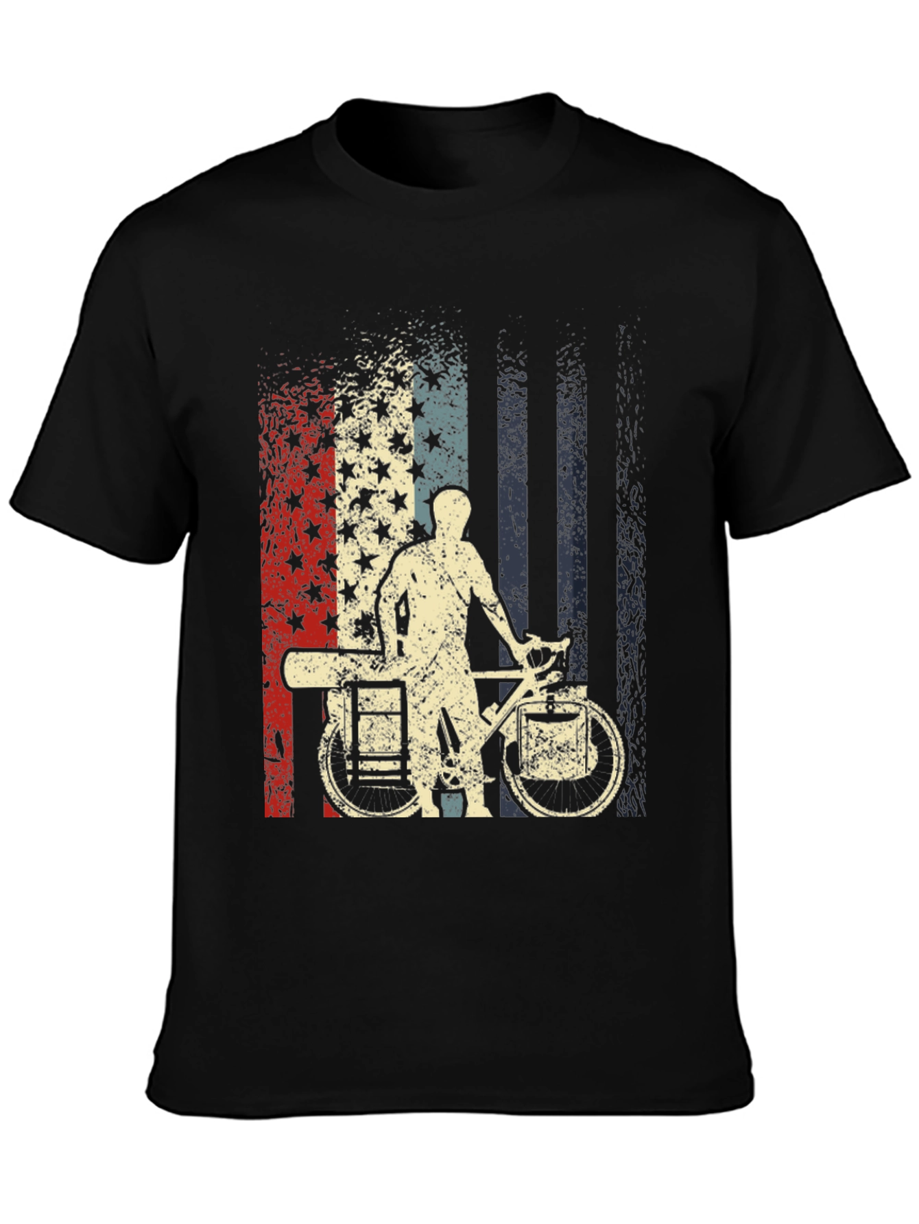 Patriotic Bike Messenger T-Shirt - USA Flag