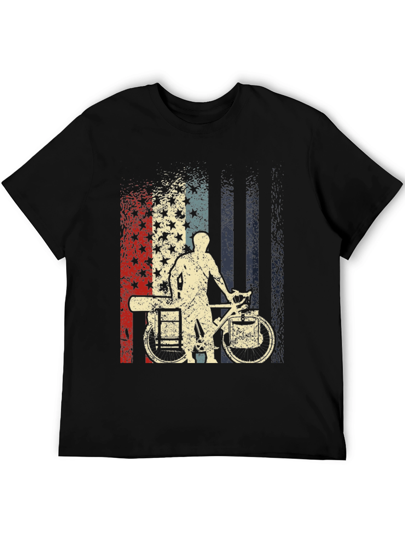 Patriotic Bike Messenger T-Shirt - USA Flag