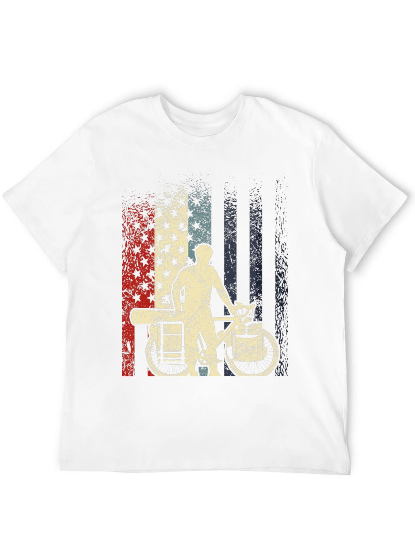 Patriotic Bike Messenger T-Shirt - USA Flag