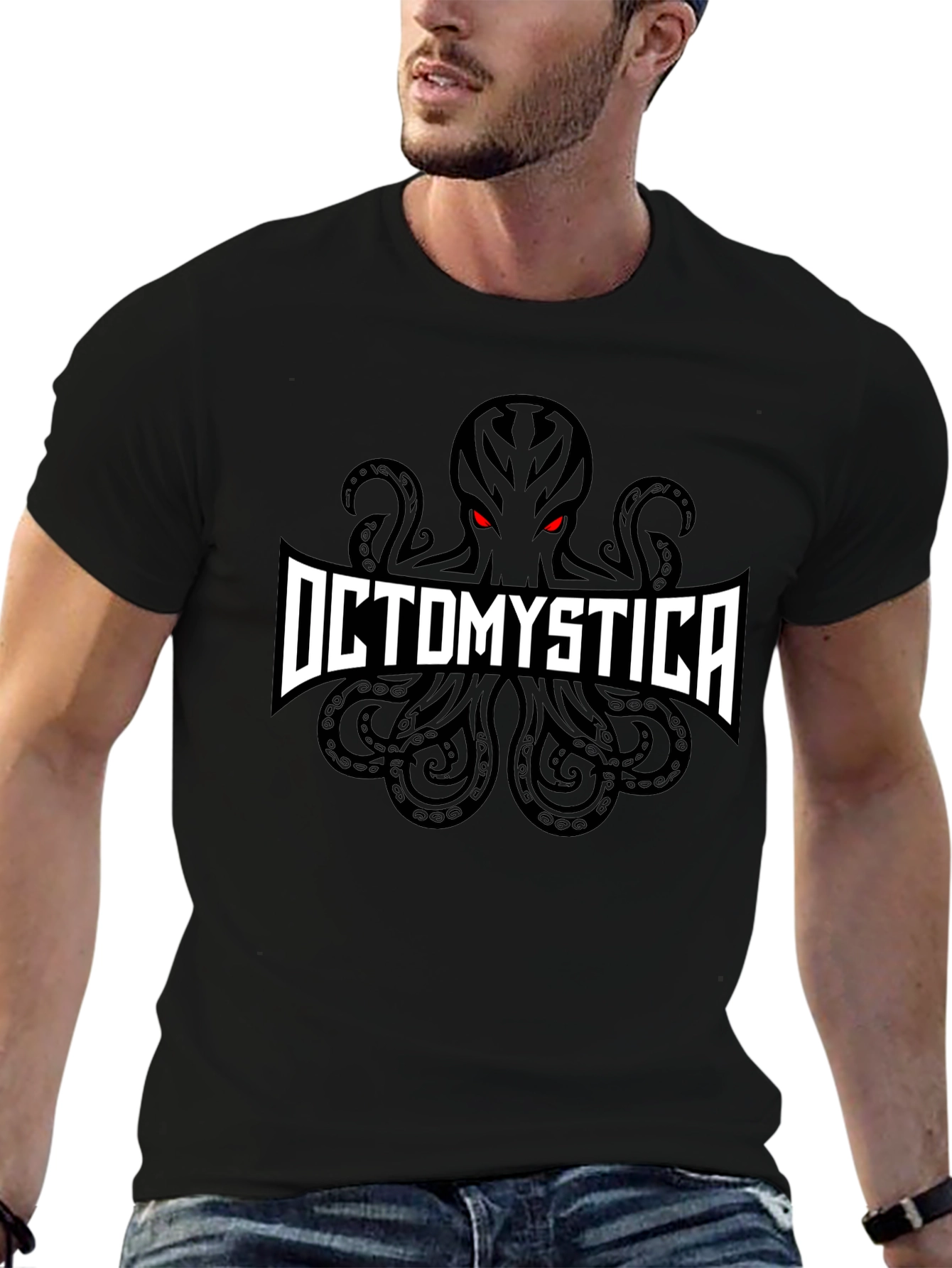 Octomystica Graphic Print Black T-Shirt