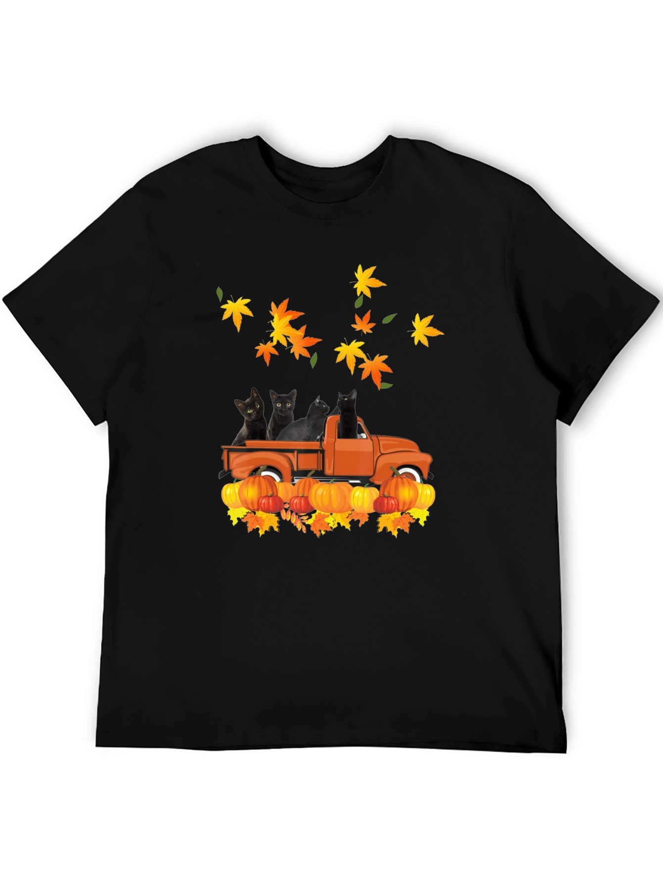 Black Cats in Truck Fall T-Shirt