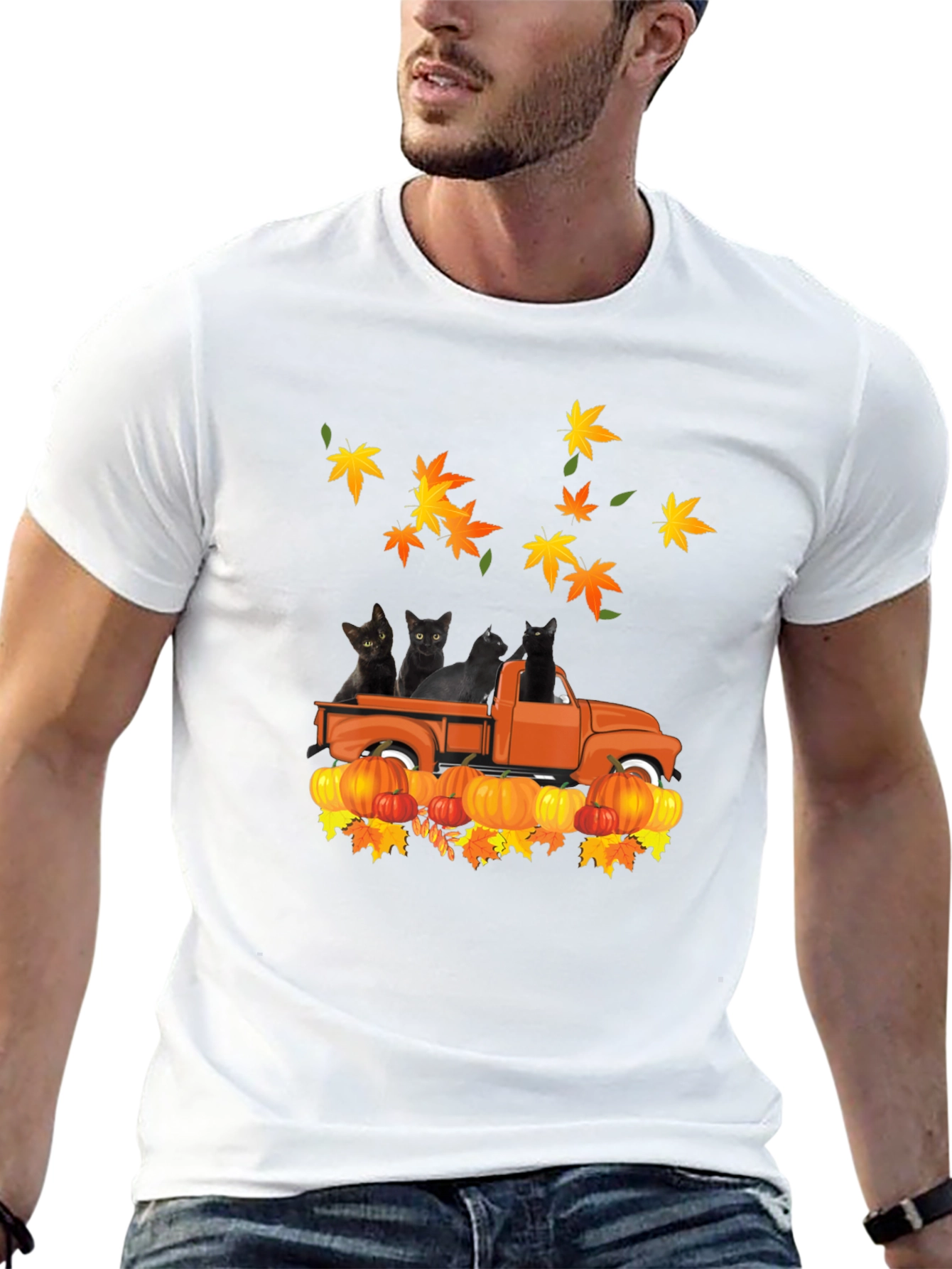 Black Cats in Truck Fall T-Shirt
