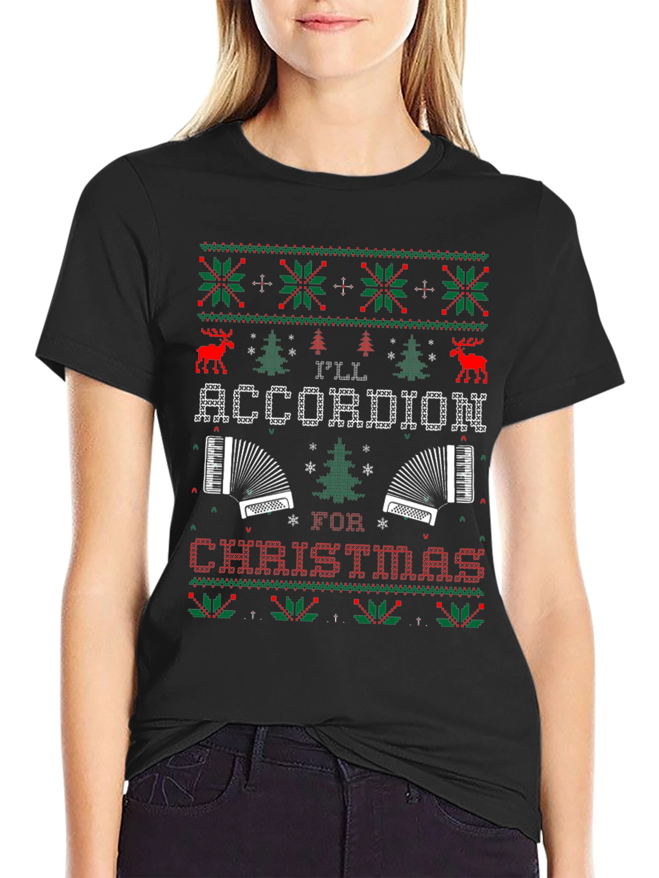 Christmas Accordion Ugly Sweater T-Shirt