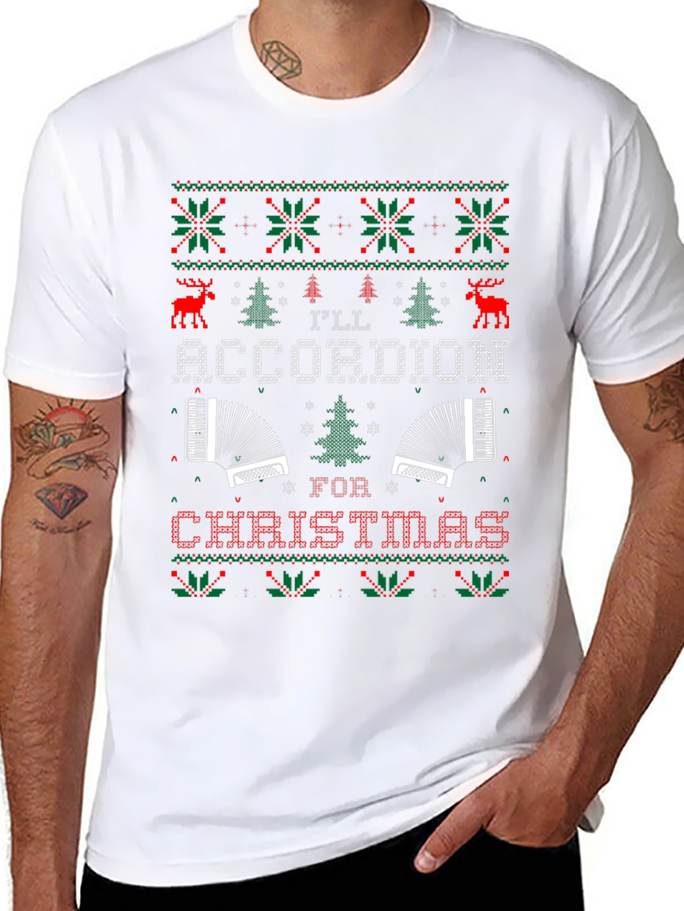 Christmas Accordion Ugly Sweater T-Shirt