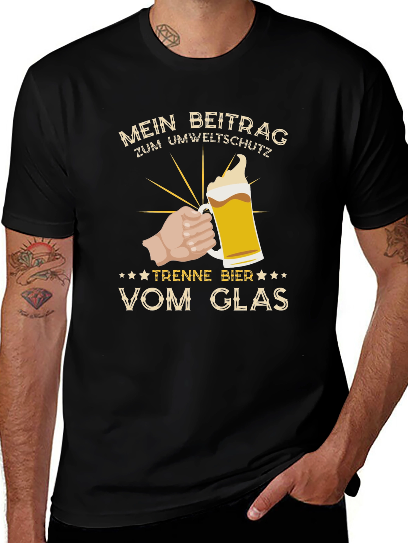Mens Black Mein Beitrag Beer Graphic Tee