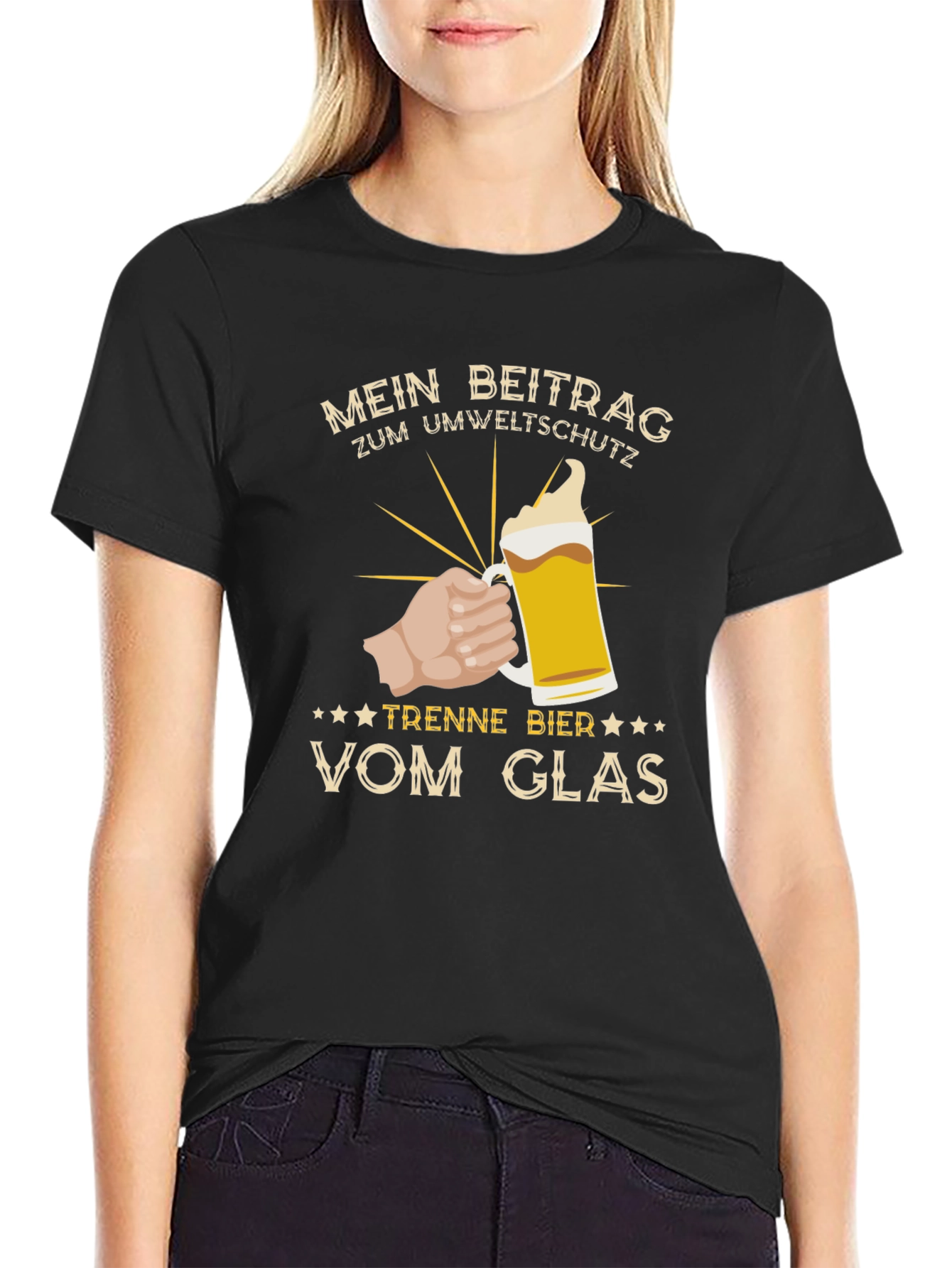 Mens Black Mein Beitrag Beer Graphic Tee