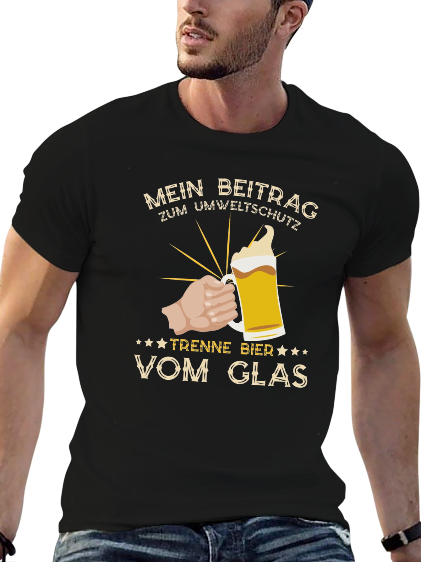 Mens Black Mein Beitrag Beer Graphic Tee