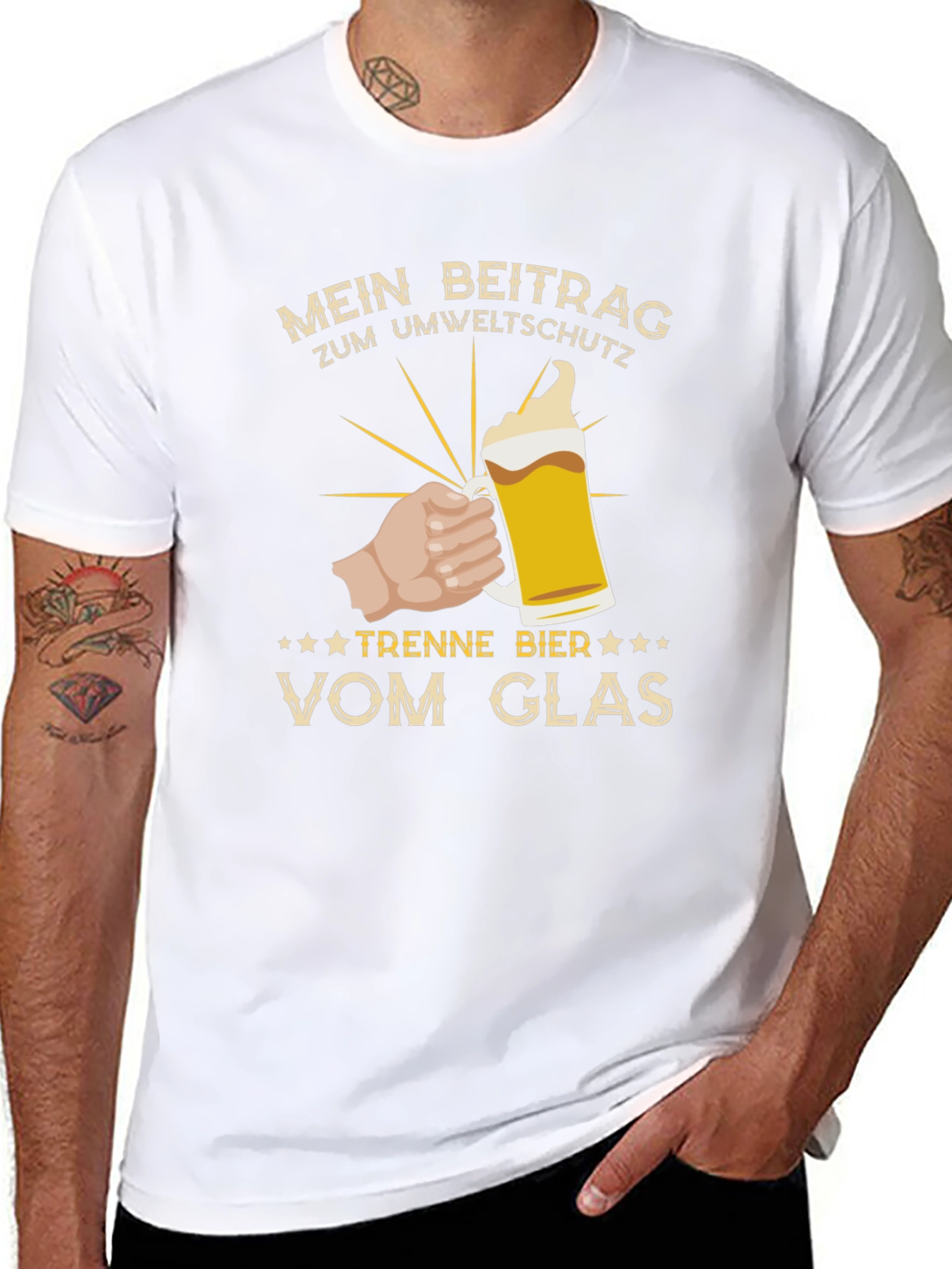 Mens Black Mein Beitrag Beer Graphic Tee