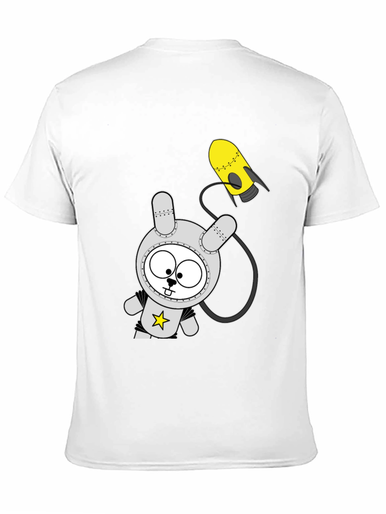 Space Bunny Graphic Tee - Black Cotton T-Shirt