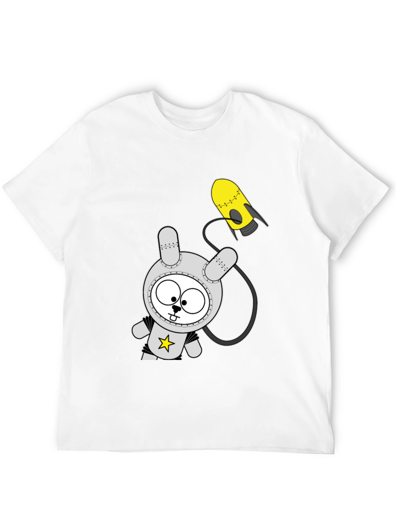 Space Bunny Graphic Tee - Black Cotton T-Shirt
