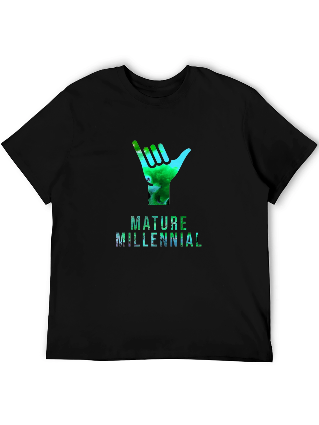 Mature Millennial Shaka Hand Graphic T-Shirt