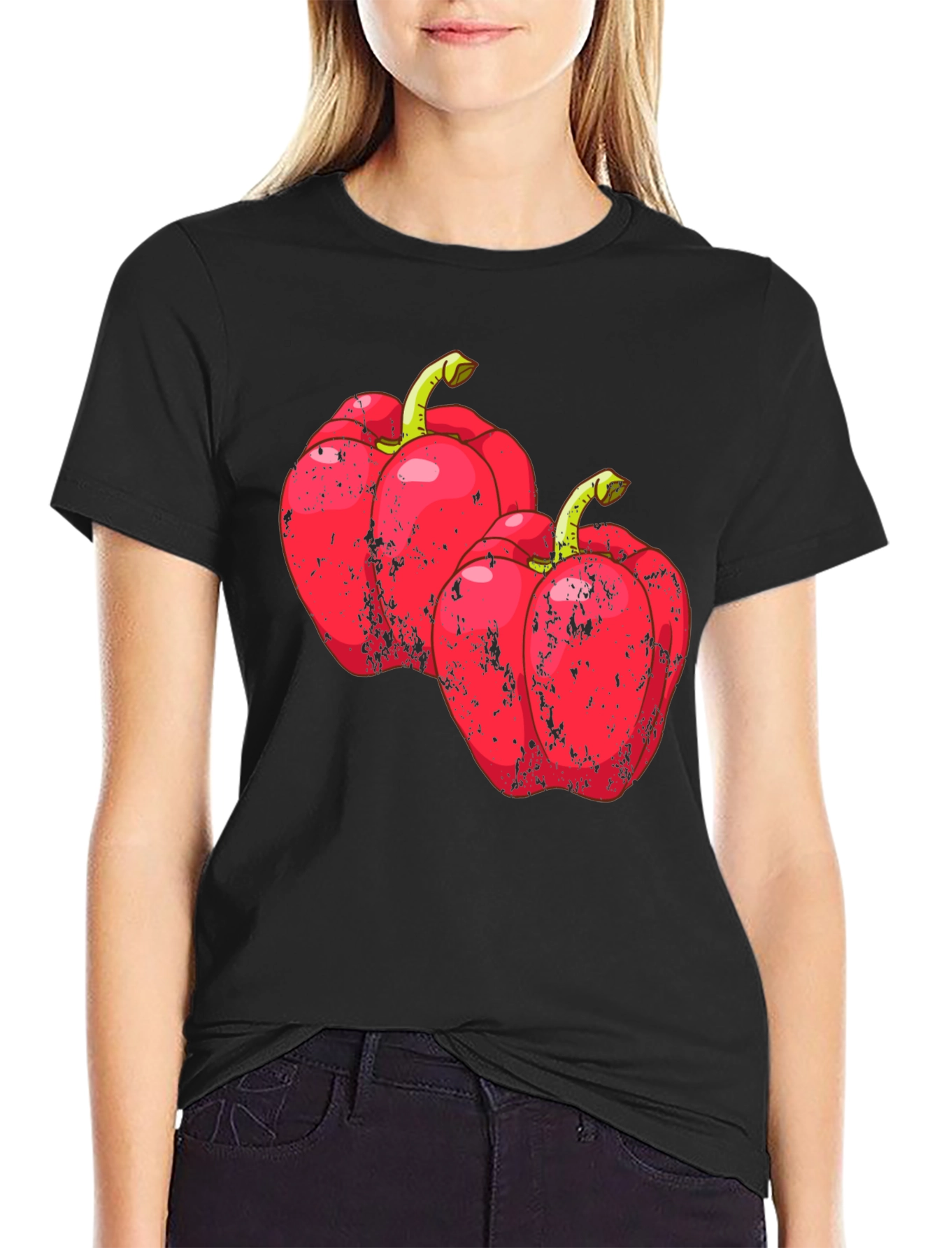 Red Pepper Graphic Tee - Unisex Black T-Shirt