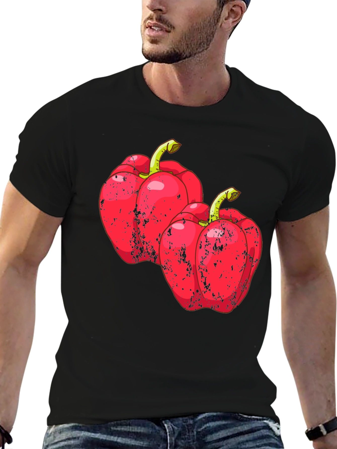 Red Pepper Graphic Tee - Unisex Black T-Shirt