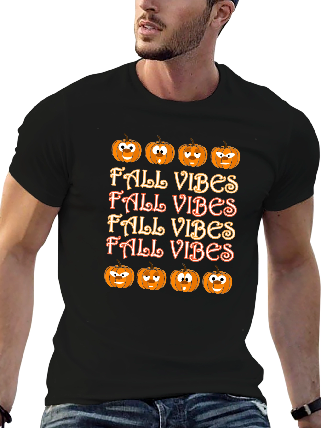 Fall Vibes Pumpkin T-Shirt - Seasonal Style