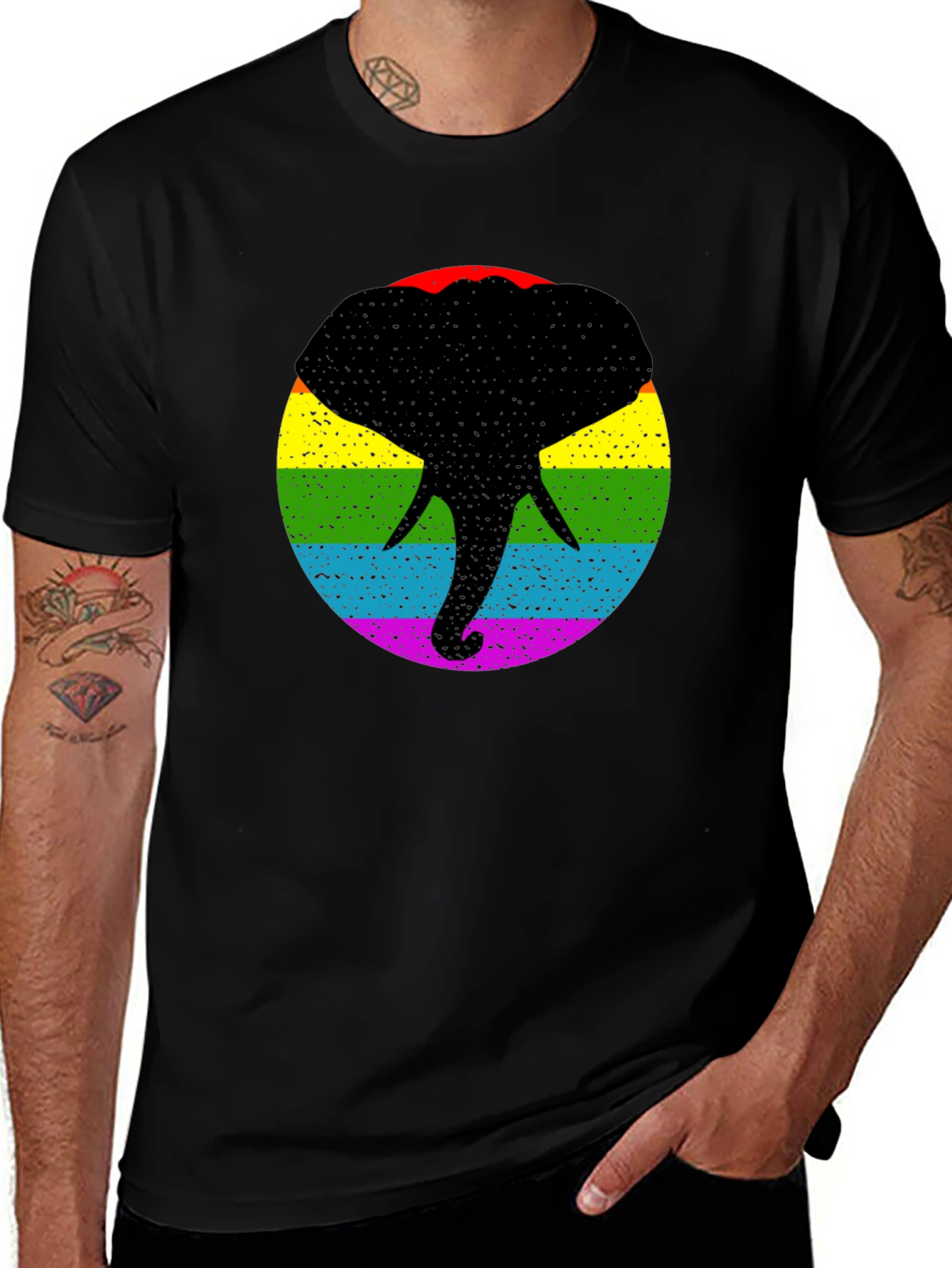Pride Elephant T-Shirt - Bold Rainbow Graphic Tee