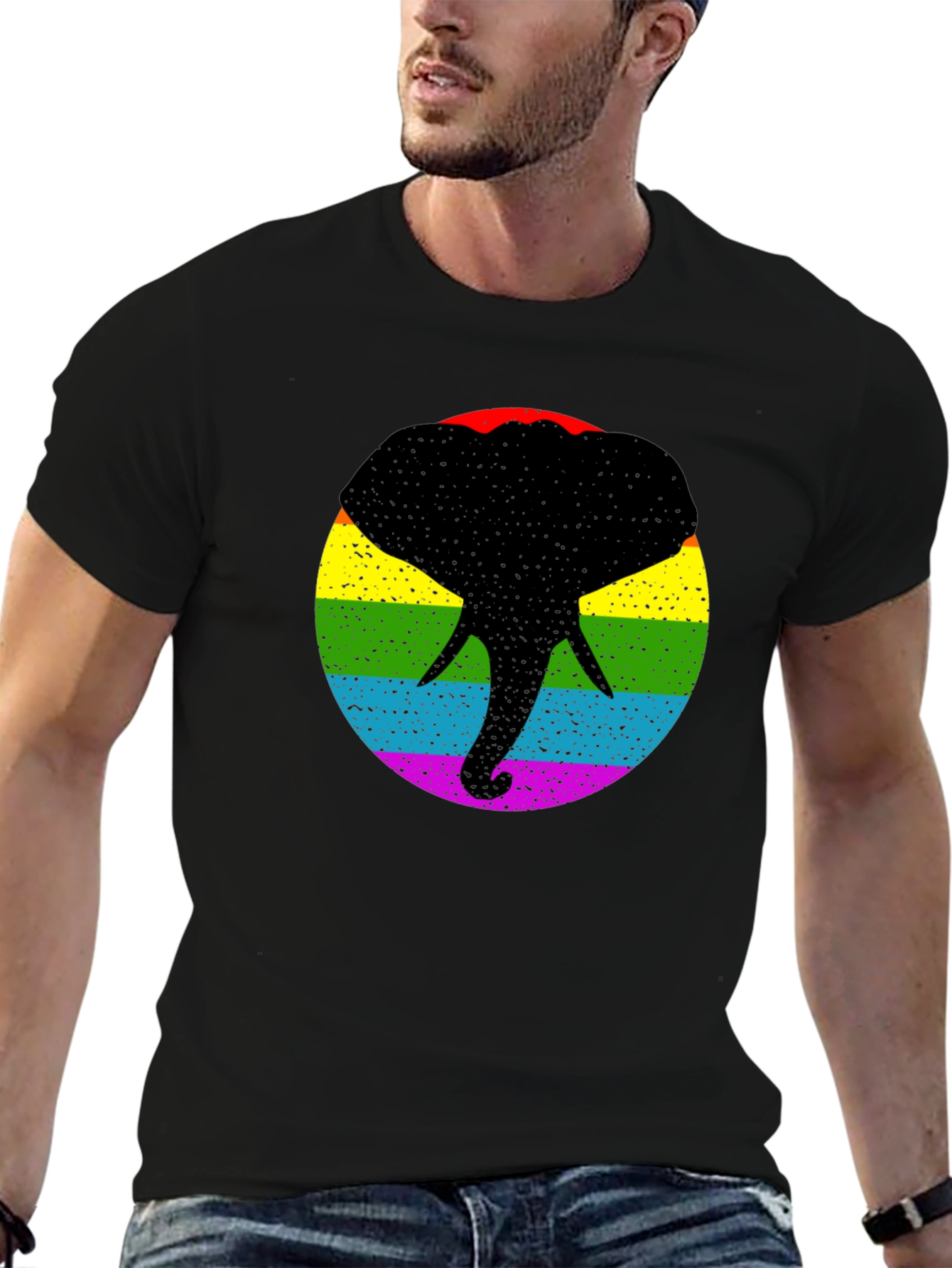 Pride Elephant T-Shirt - Bold Rainbow Graphic Tee