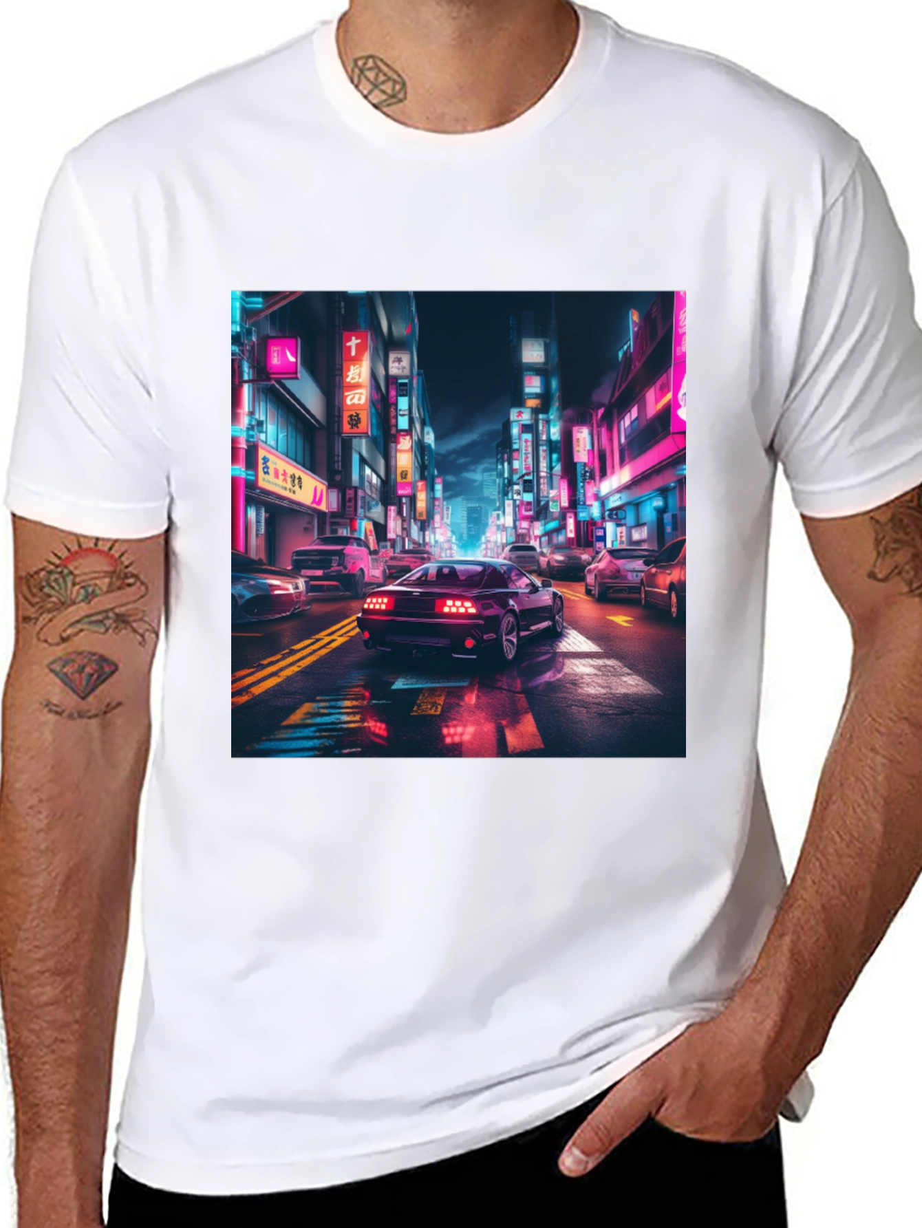 Neon City Car Graphic Tee