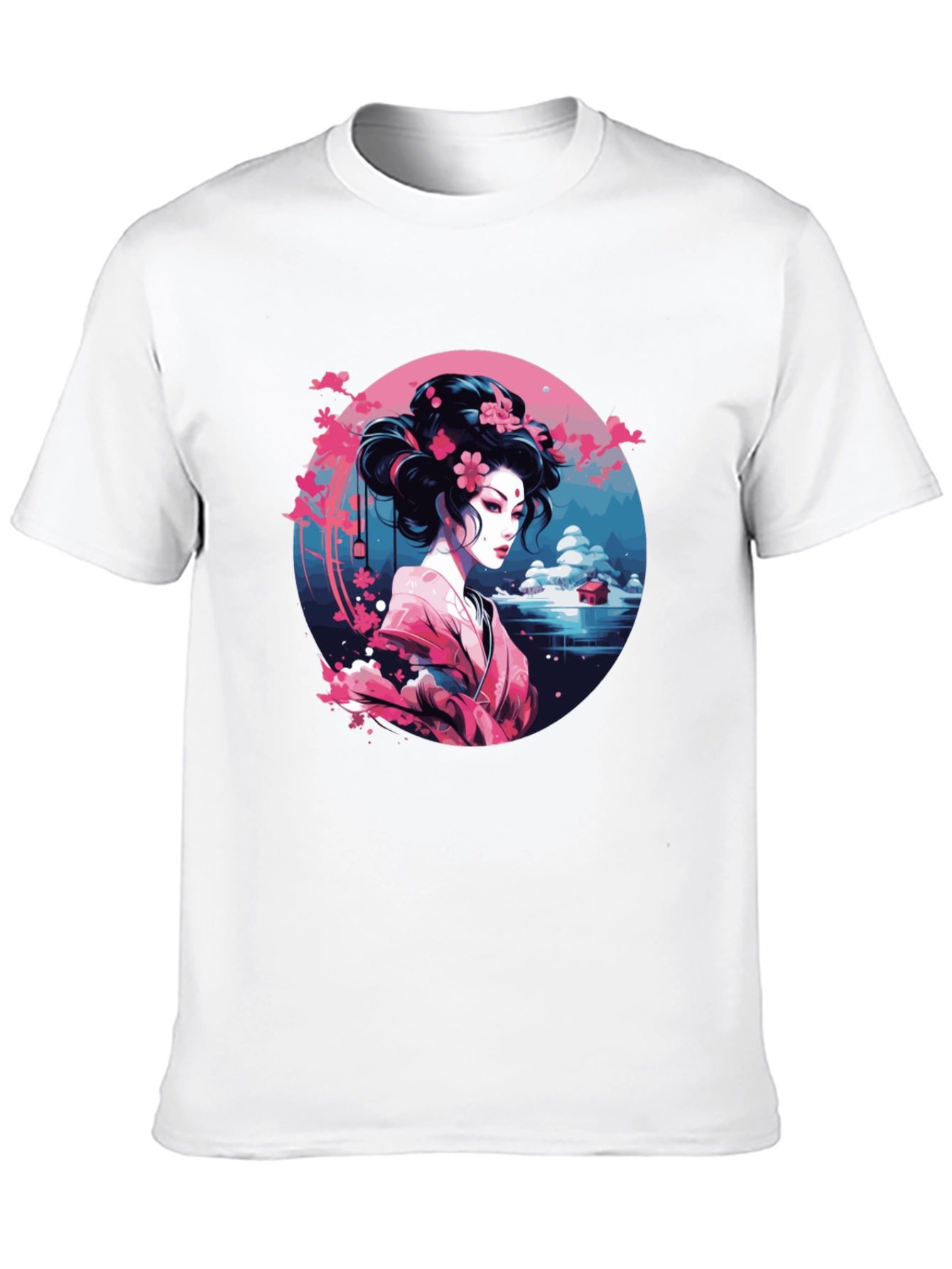 Geisha Art Black Tee - Unique Asian Design